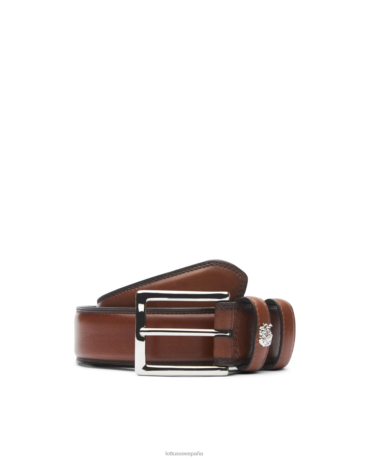Lottusse Hebilla de becerro con relieve de anilina y corteza de cinturón marrón hombres accesorios V40NX199