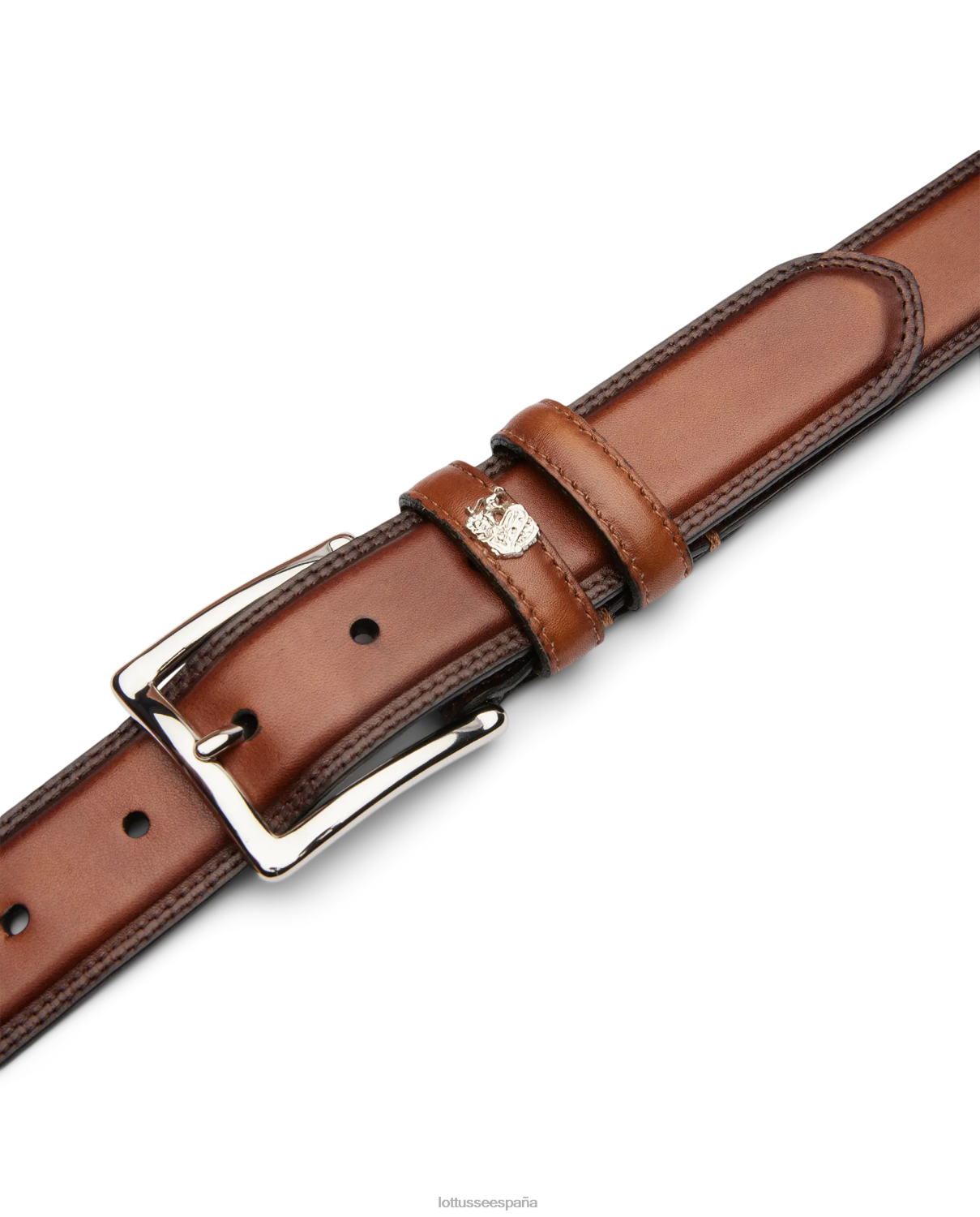 Lottusse Hebilla de becerro con relieve de anilina y corteza de cinturón marrón hombres accesorios V40NX199