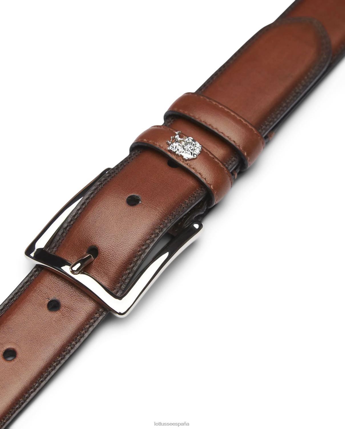 Lottusse Hebilla de becerro con relieve de anilina y corteza de cinturón marrón hombres accesorios V40NX199