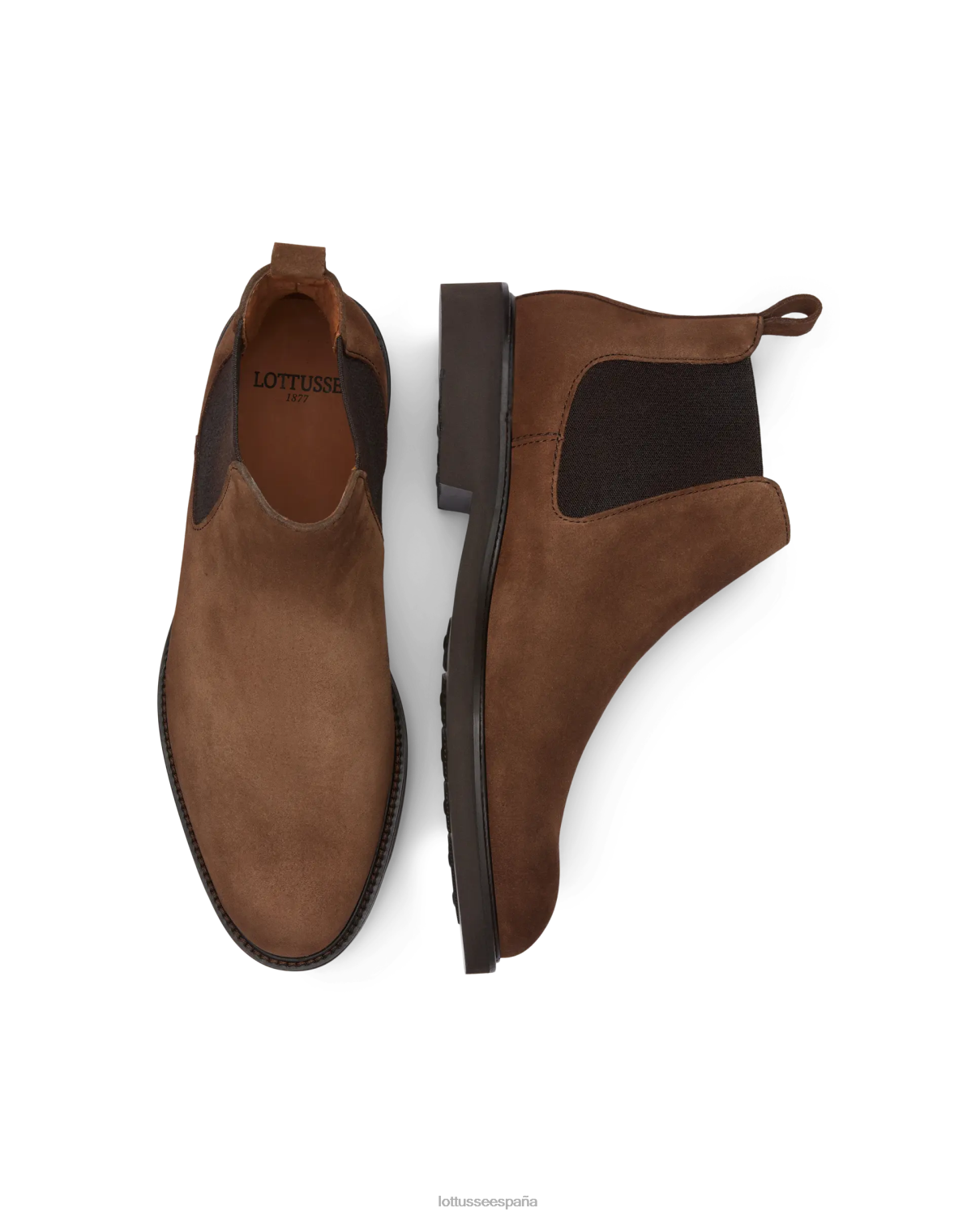 Lottusse botas baltimore de ante de becerro elásticas marrón hombres calzado V40NX155