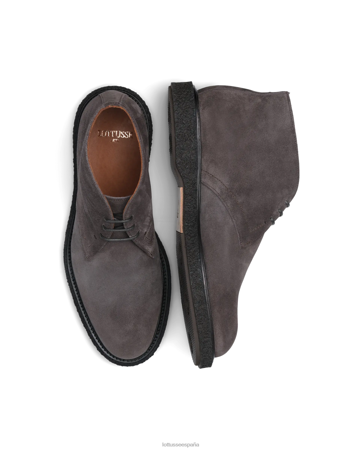 Lottusse botines Brisbane de ante de becerro gris hombres calzado V40NX182