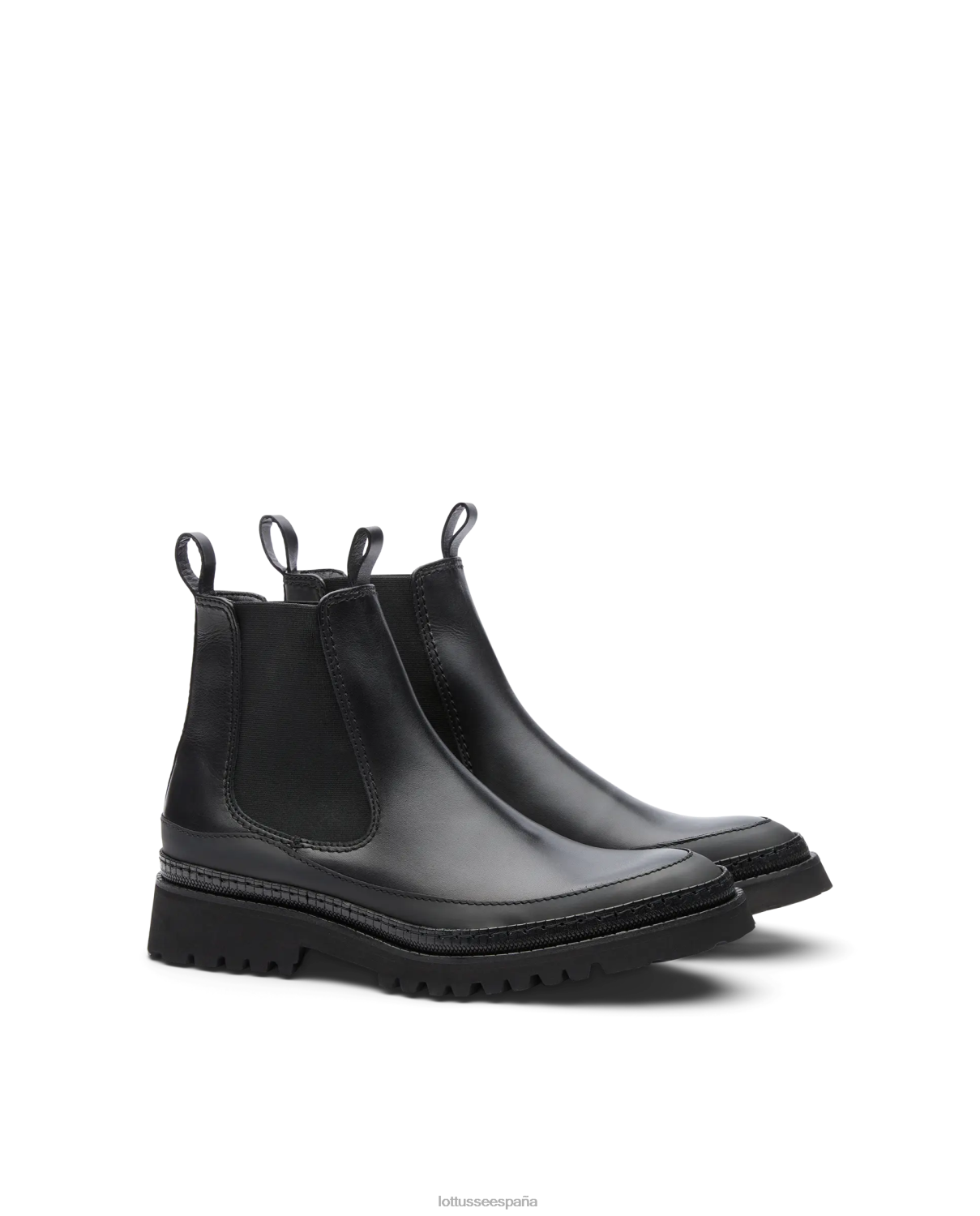 Lottusse botines covent de becerro suave negro hombres calzado V40NX177