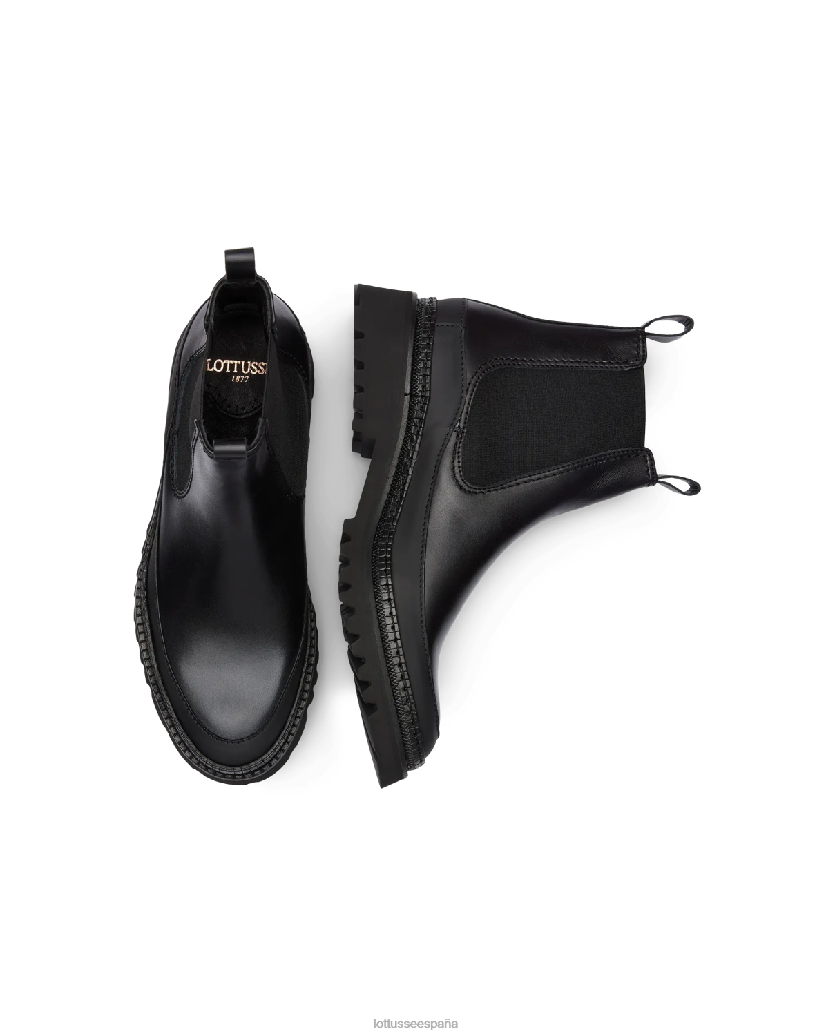 Lottusse botines covent de becerro suave negro hombres calzado V40NX177