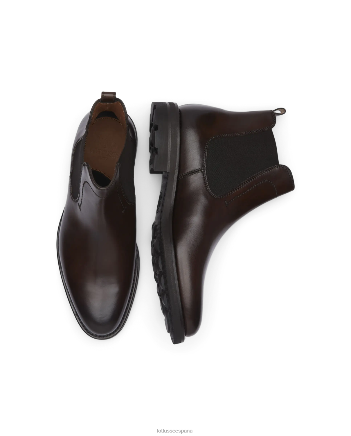 Lottusse botines de becerro con anilina crust premium moca hombres calzado V40NX49