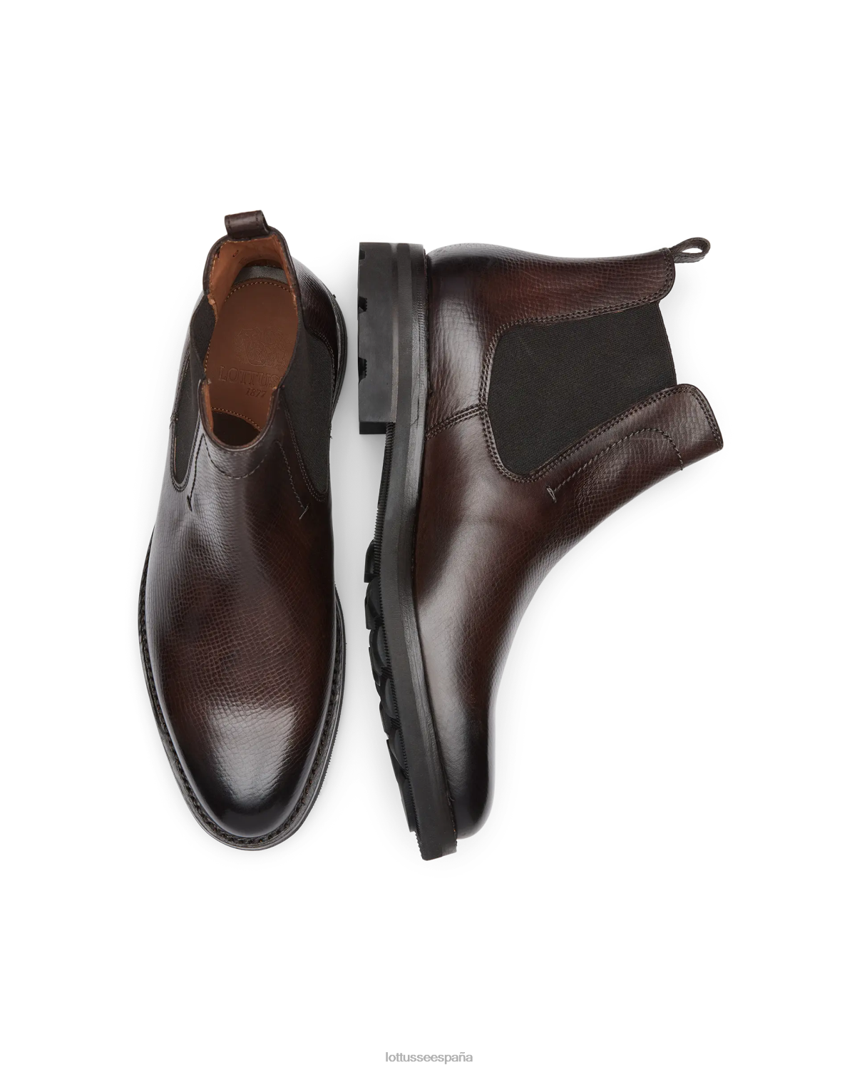 Lottusse botines de becerro con relieve de anilina crust premium moca hombres calzado V40NX54