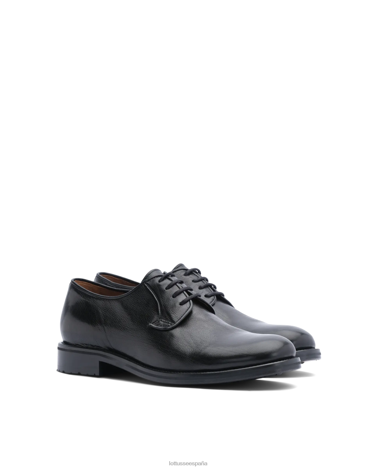 Lottusse Derby de piel de becerro Orwell negro hombres calzado V40NX167