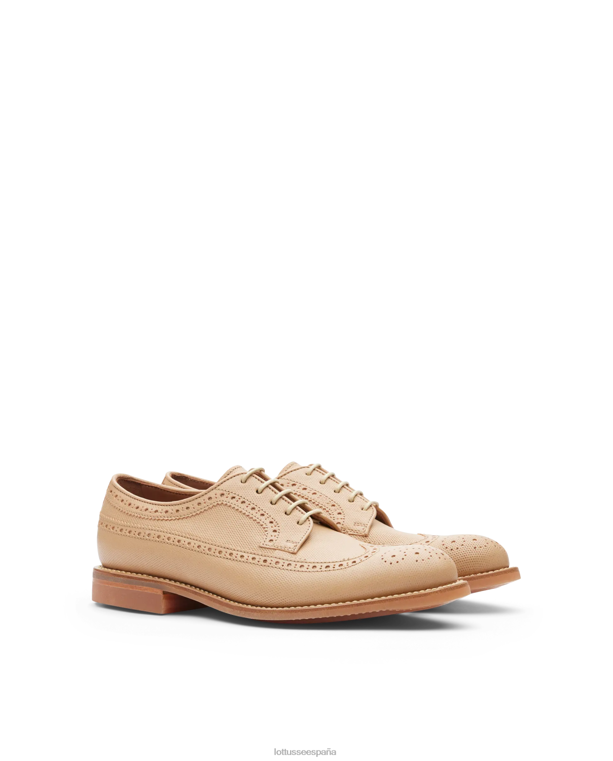 Lottusse Derby de piel de canguro con relieve de Walton beige hombres calzado V40NX67