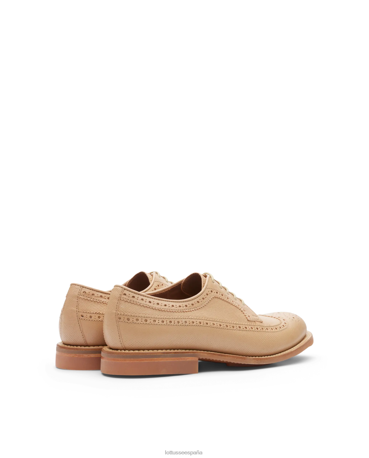 Lottusse Derby de piel de canguro con relieve de Walton beige hombres calzado V40NX67