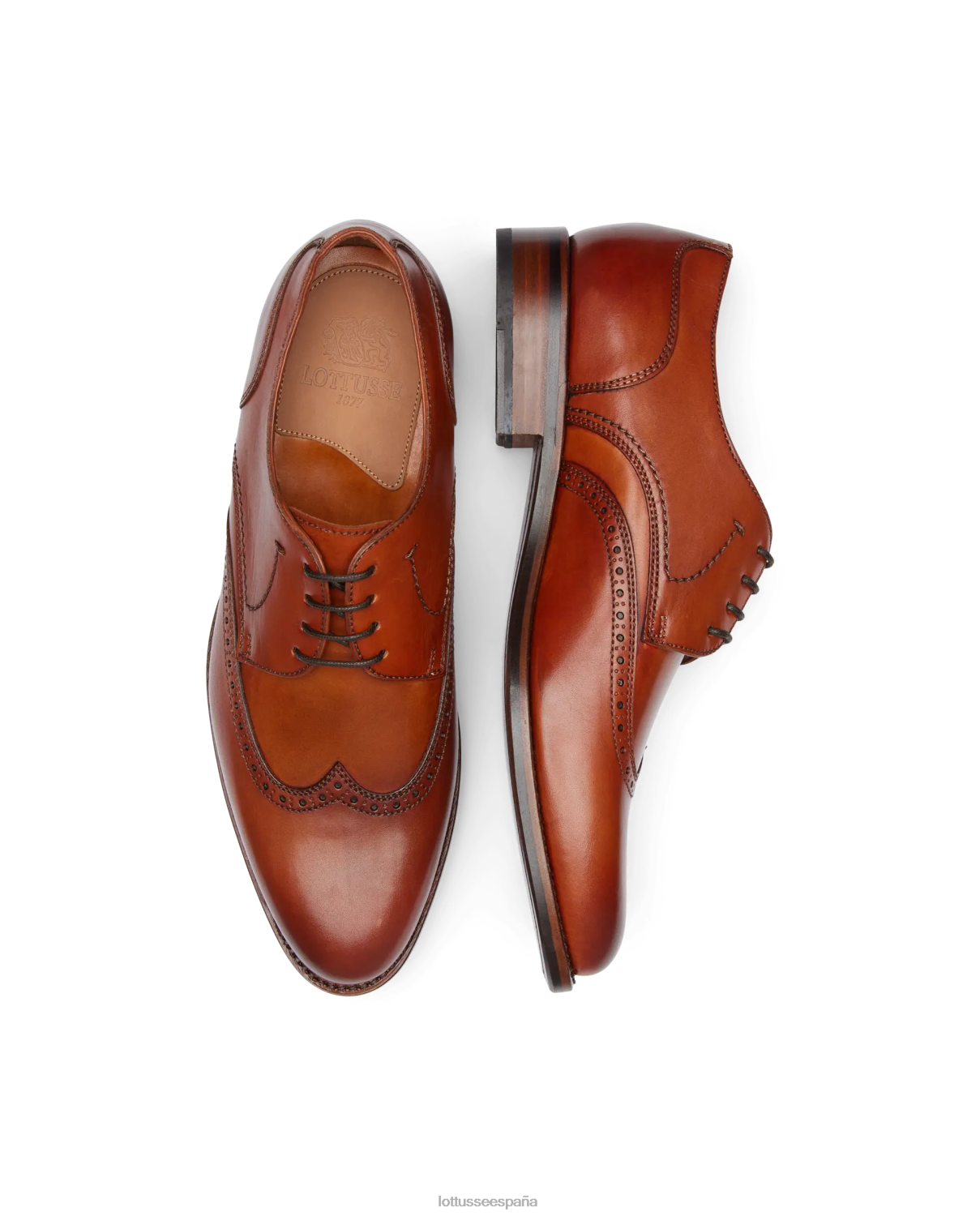 Lottusse derby de becerro de anilina con corteza premium marrón hombres calzado V40NX62