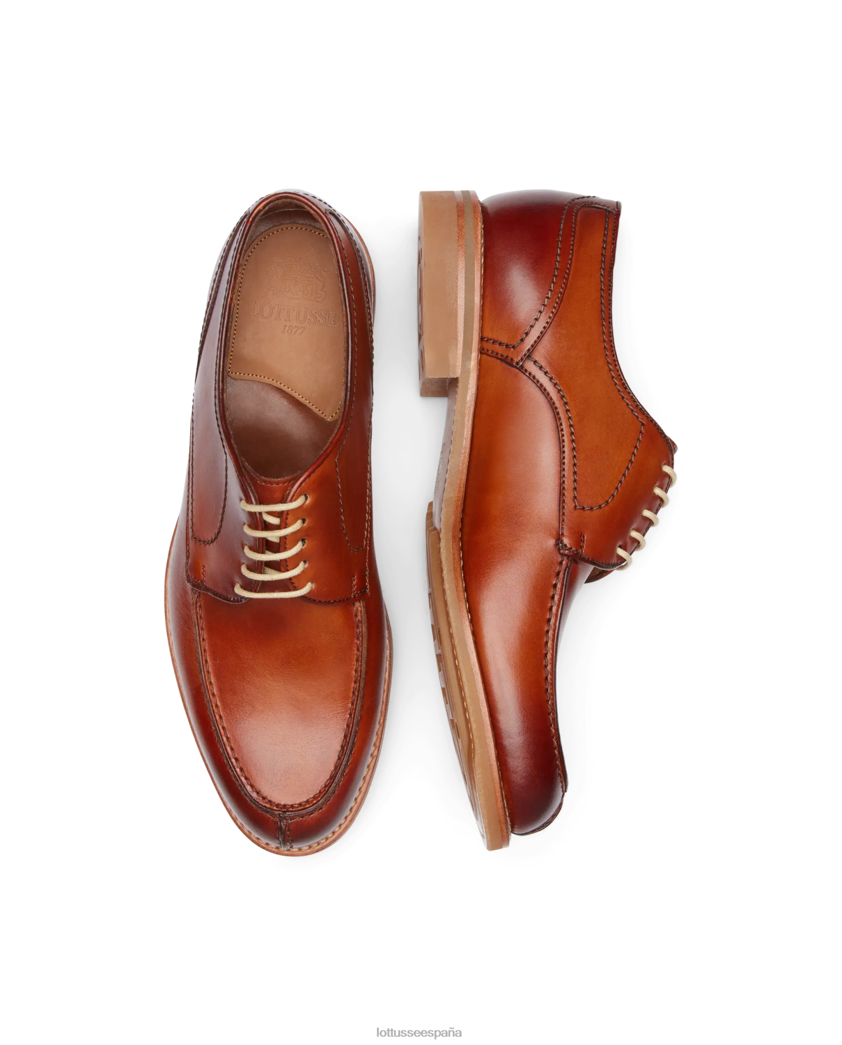 Lottusse derby de becerro de anilina de corteza de walton marrón hombres calzado V40NX61