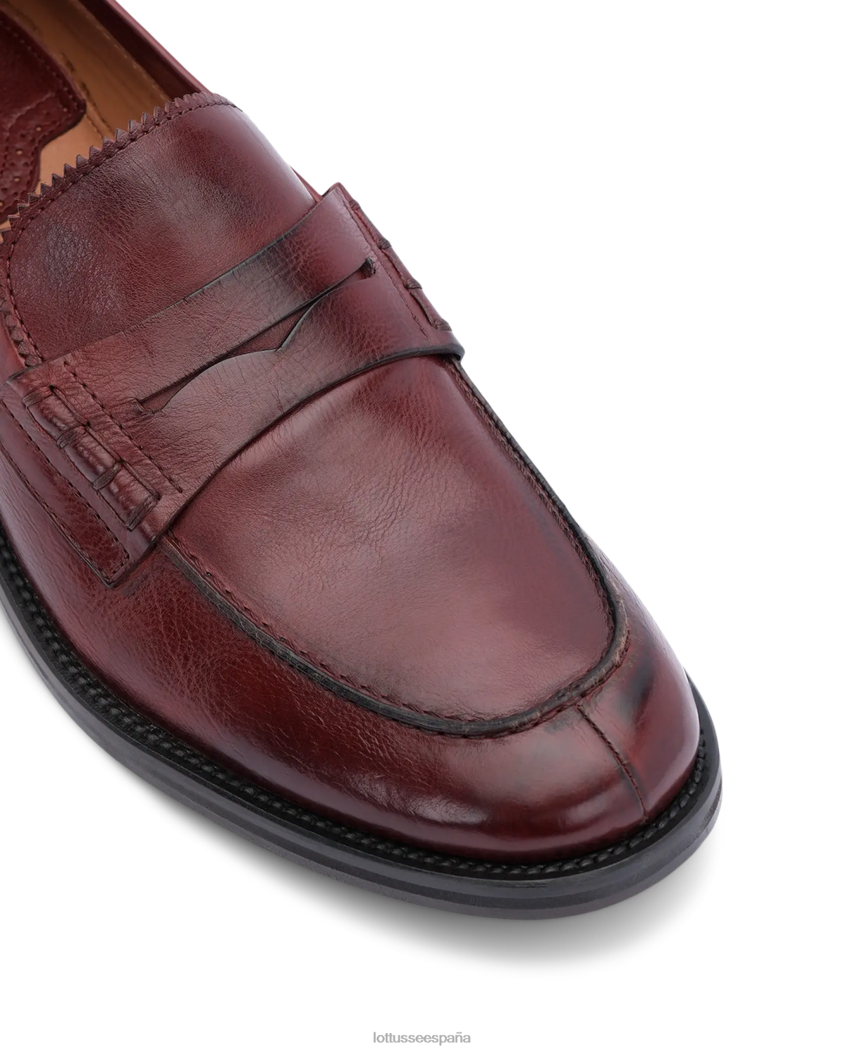 Lottusse Mocasines Orwell de piel de becerro color burdeos granate hombres calzado V40NX168