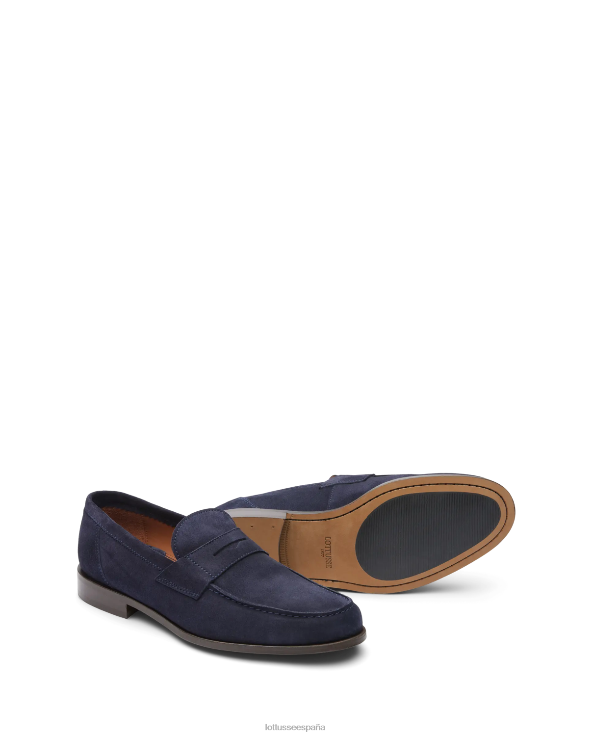 Lottusse mocasines Daytona de ante azul marino hombres calzado V40NX63