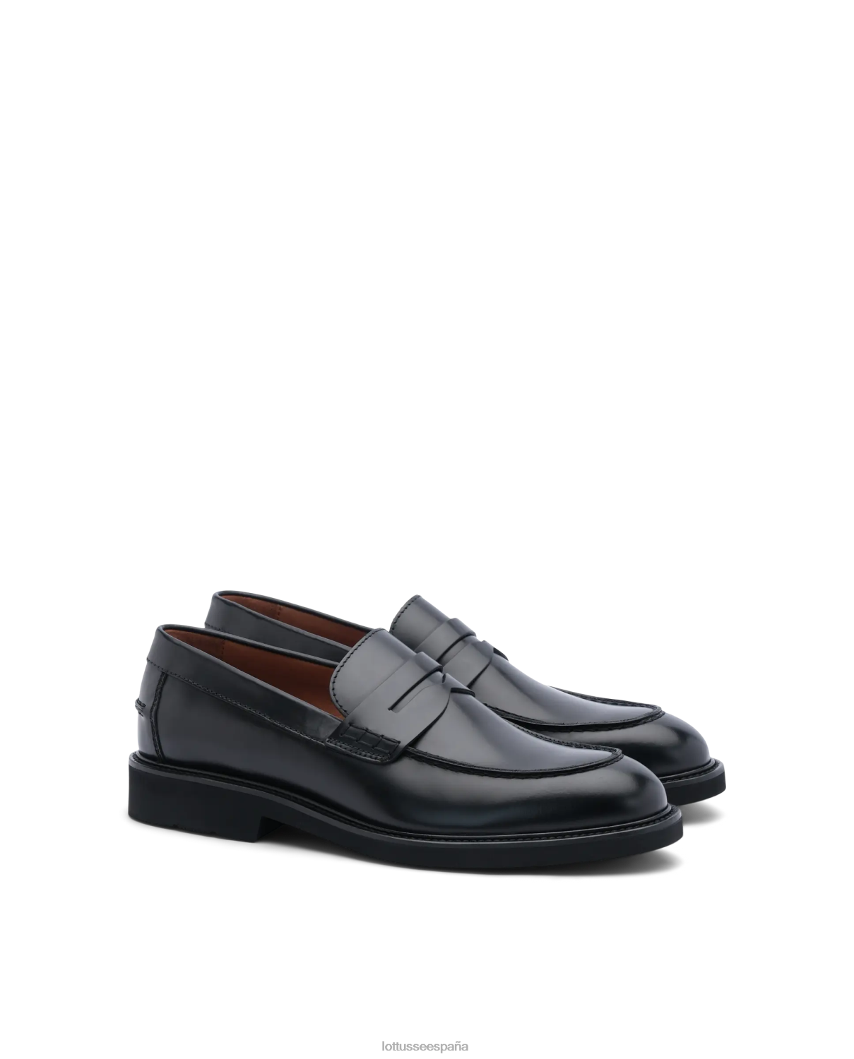Lottusse mocasines baltimore de becerro brillante negro hombres calzado V40NX163