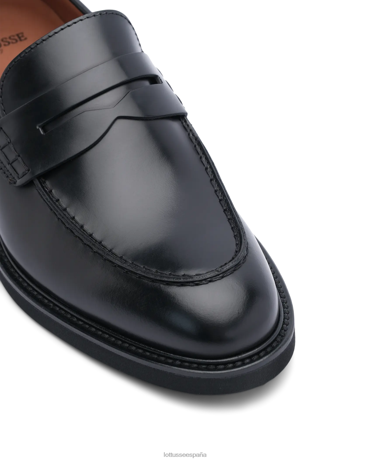 Lottusse mocasines baltimore de becerro brillante negro hombres calzado V40NX163