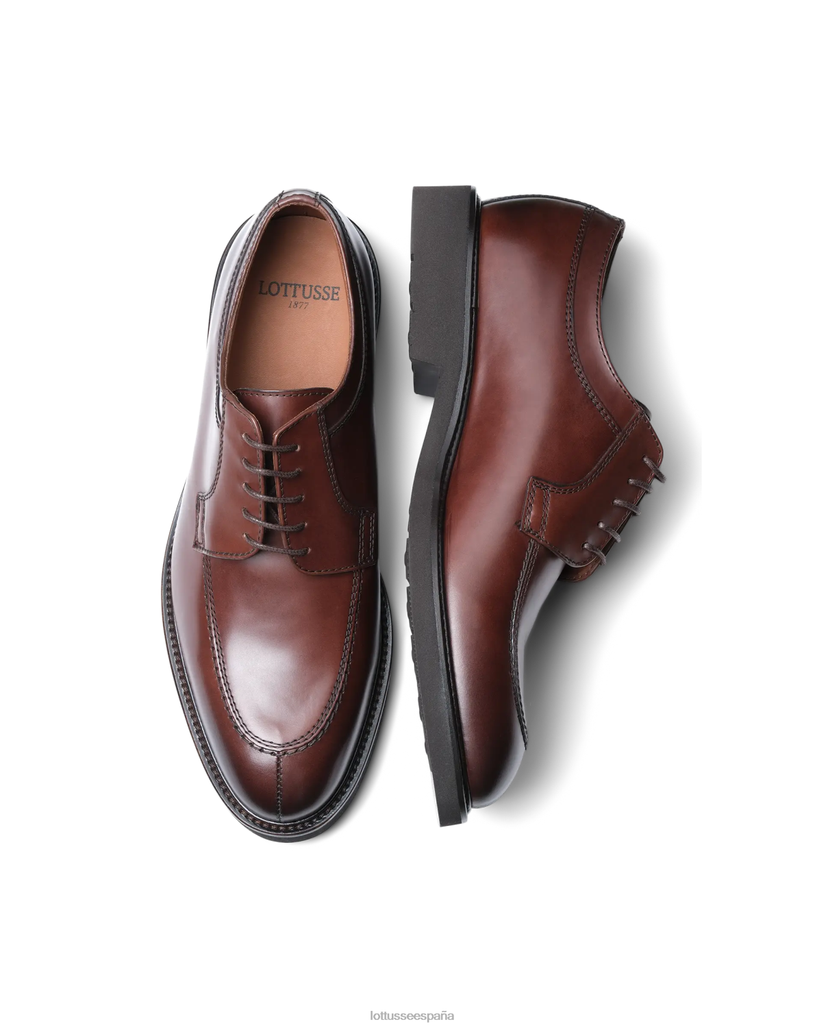 Lottusse mocasines baltimore derby de becerro brillante moca hombres calzado V40NX162