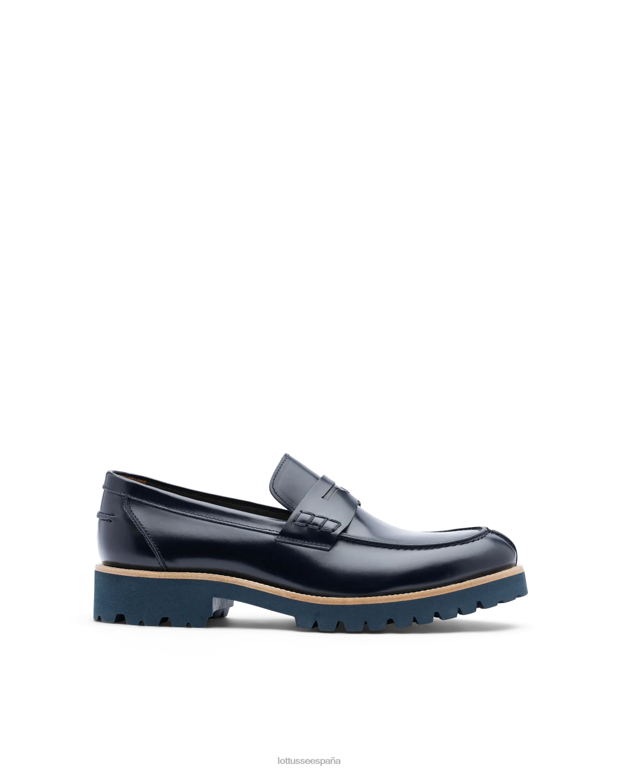 Lottusse mocasines covent de becerro brillante azul marino hombres calzado V40NX91