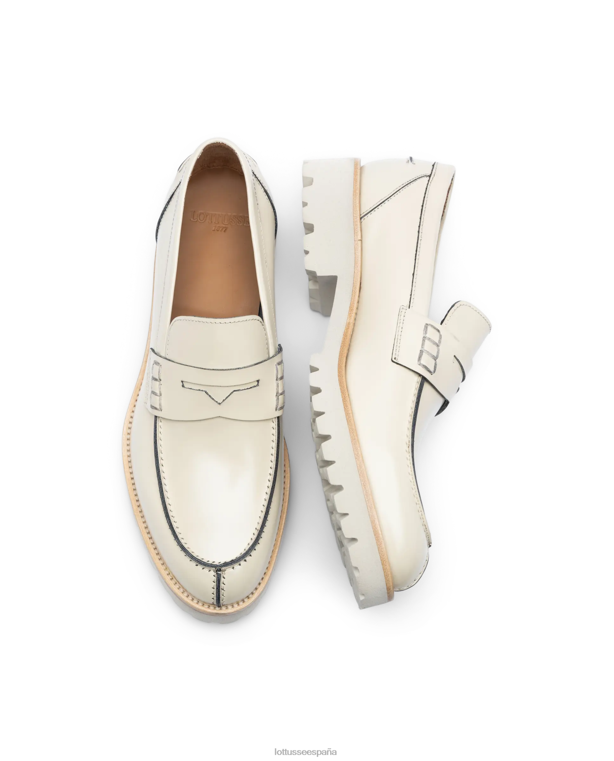 Lottusse mocasines covent de becerro brillante beige hombres calzado V40NX92