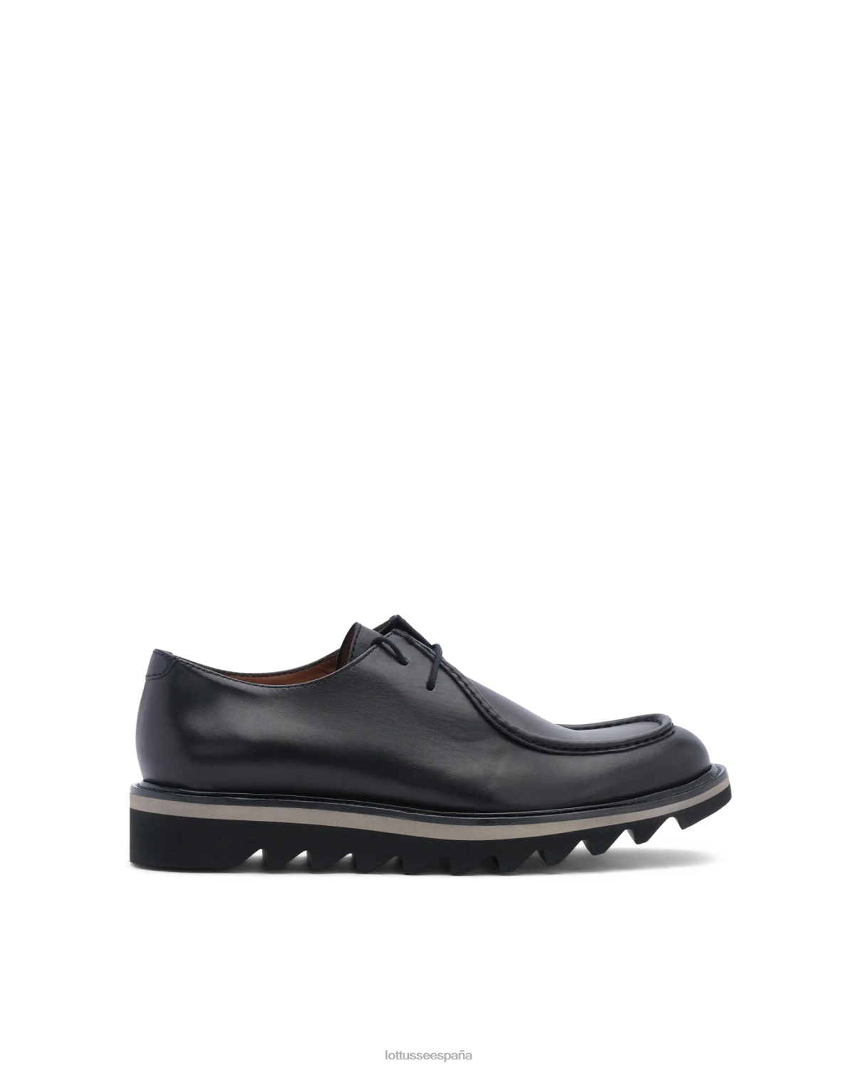 Lottusse mocasines derby con tacón de cuña y becerro Dublin negro hombres calzado V40NX180