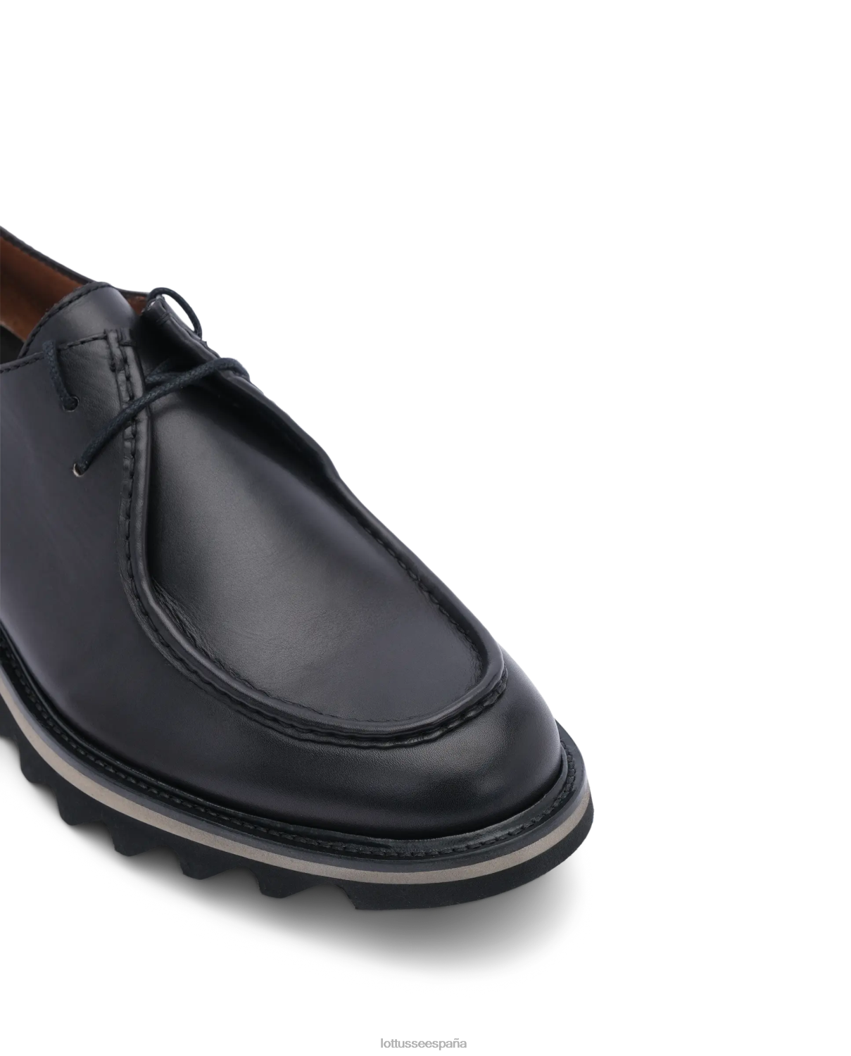 Lottusse mocasines derby con tacón de cuña y becerro Dublin negro hombres calzado V40NX180