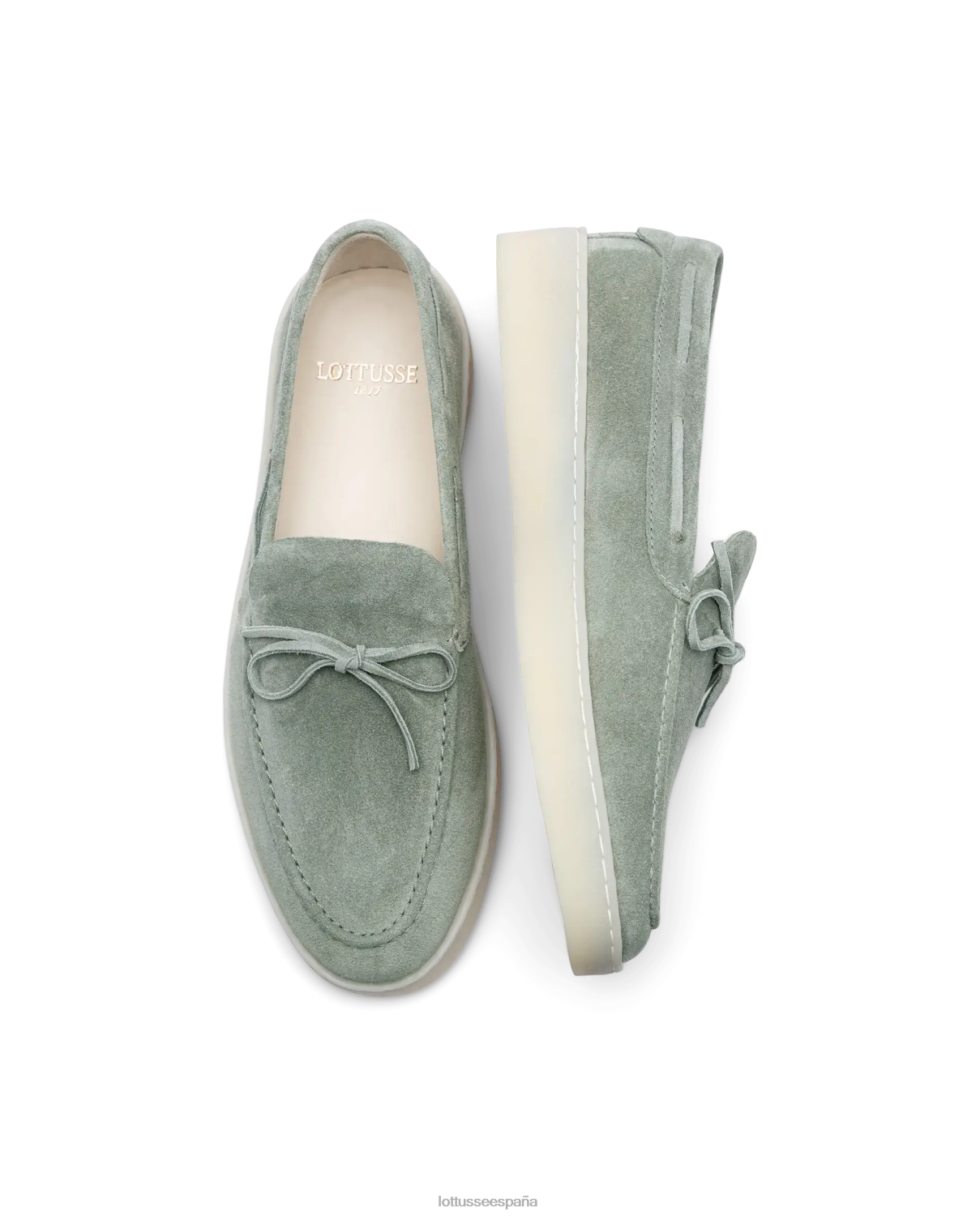 Lottusse mocasines fornells de ante y becerro verde hombres calzado V40NX71