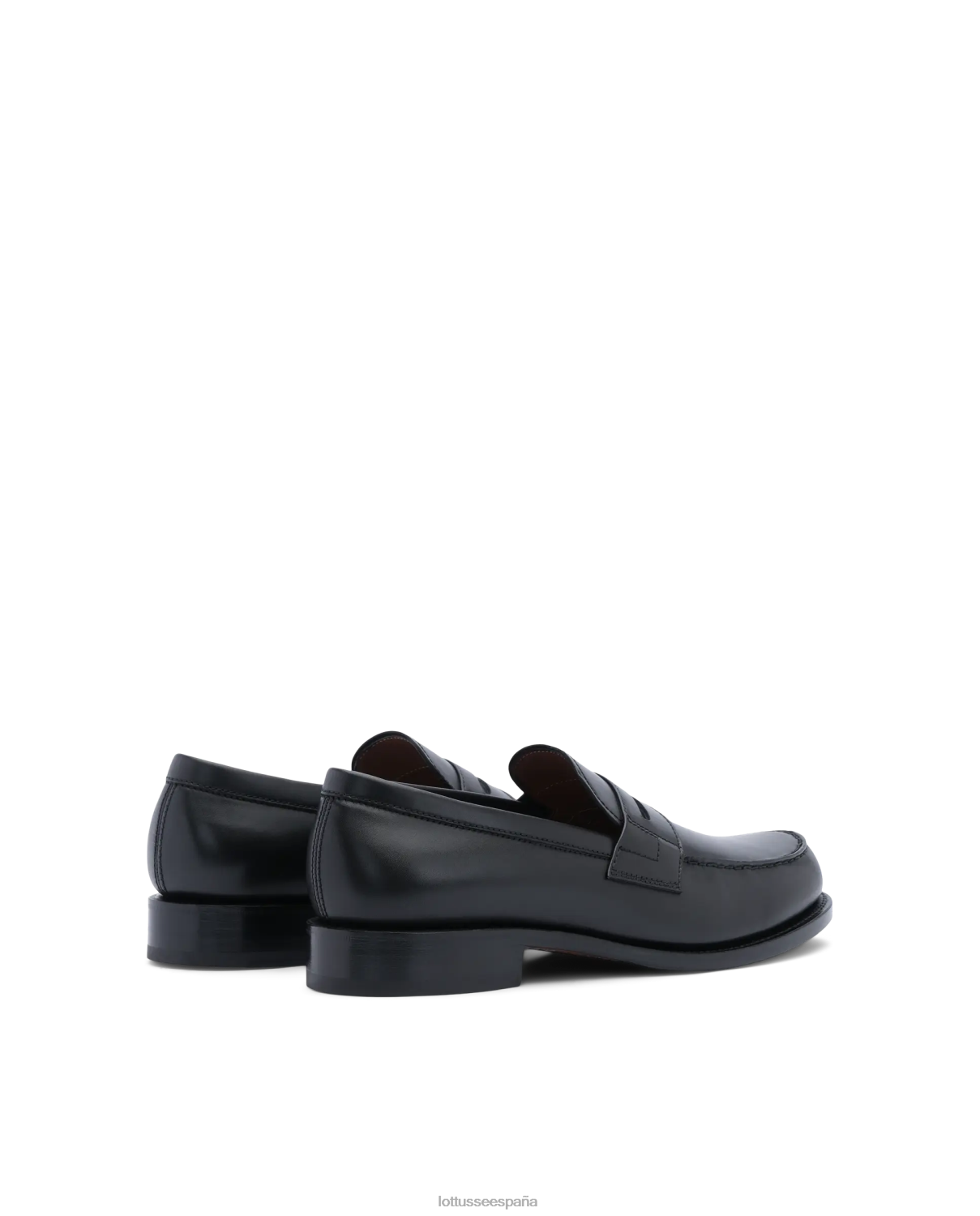 Lottusse mocasines kingstown de becerro con tacón cuadrado negro hombres calzado V40NX45