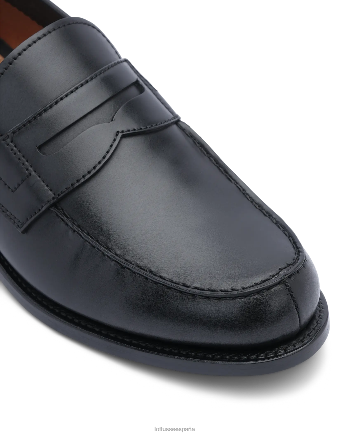 Lottusse mocasines kingstown de becerro con tacón cuadrado negro hombres calzado V40NX45