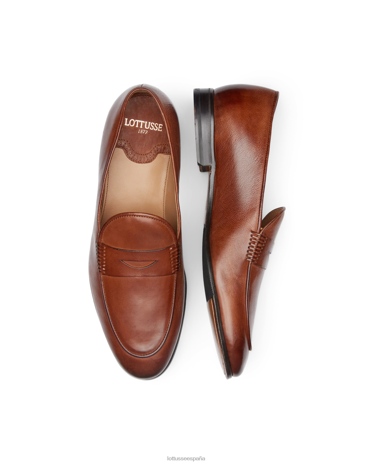 Lottusse mocasines verona de becerro cepillado marrón hombres calzado V40NX76