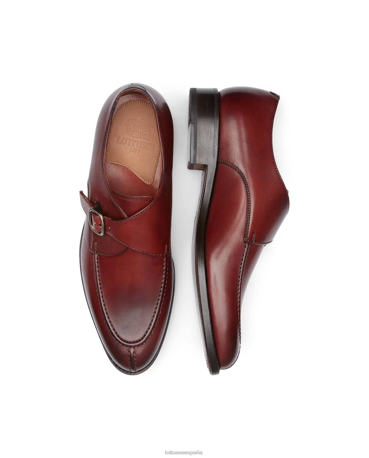 Lottusse monjes de ternera con anilina y corteza premium marrón hombres calzado V40NX95