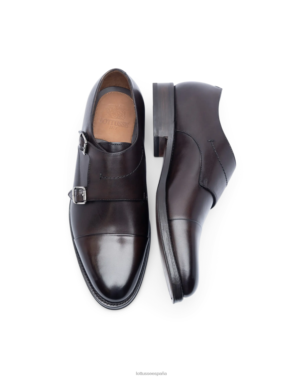 Lottusse monjes de ternera con anilina y corteza premium moca hombres calzado V40NX48