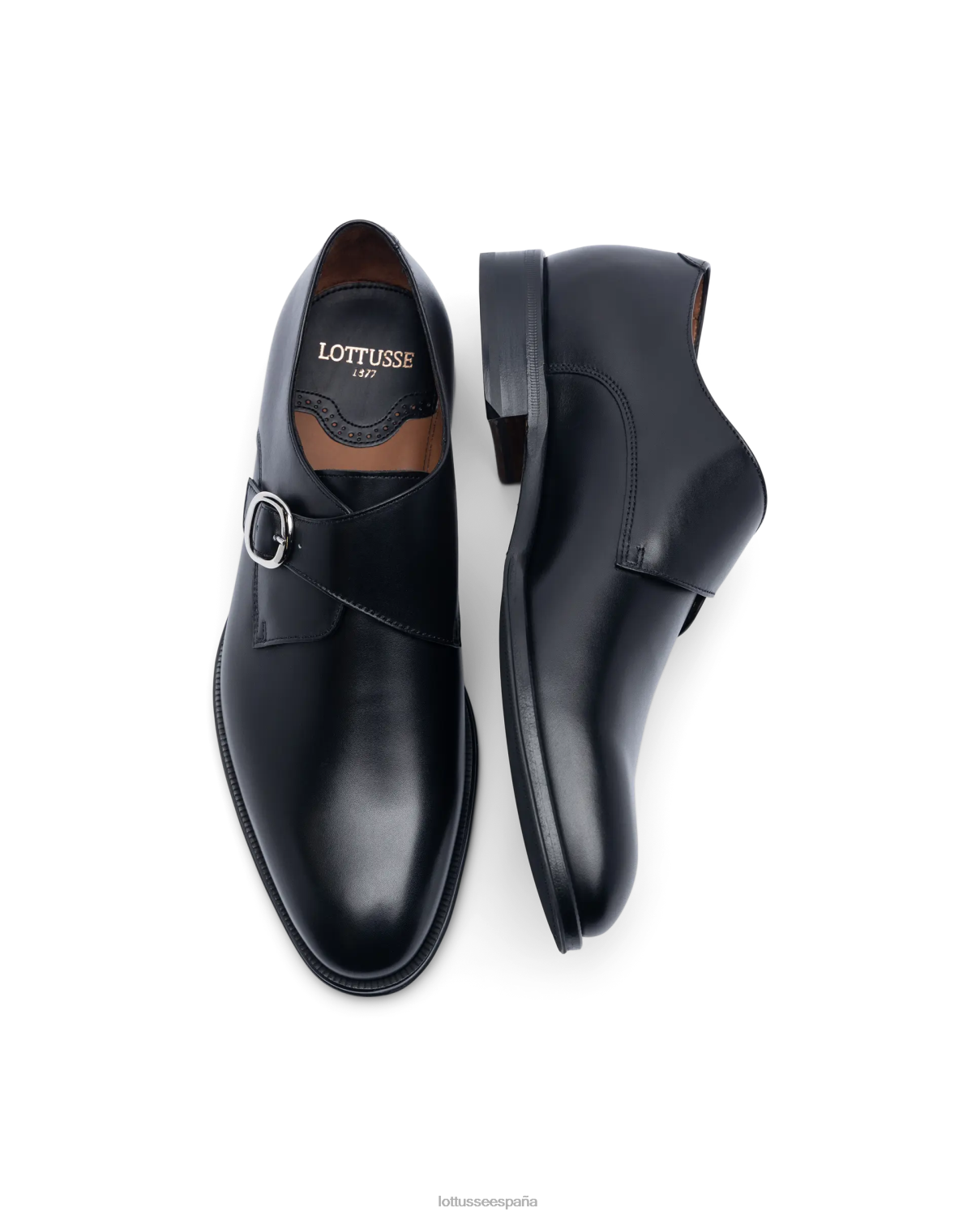 Lottusse monjes lenox cepillados de becerro negro hombres calzado V40NX12