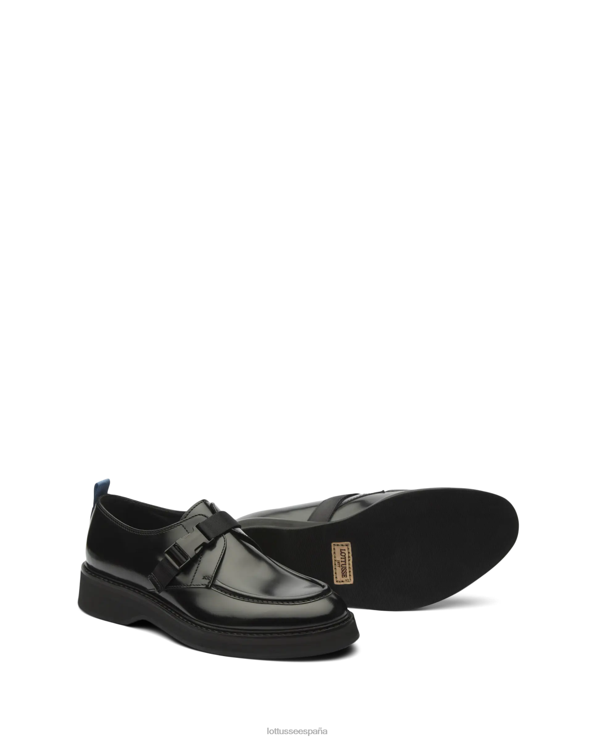 Lottusse monjes luca de becerro con carpeta pulida negro hombres calzado V40NX171