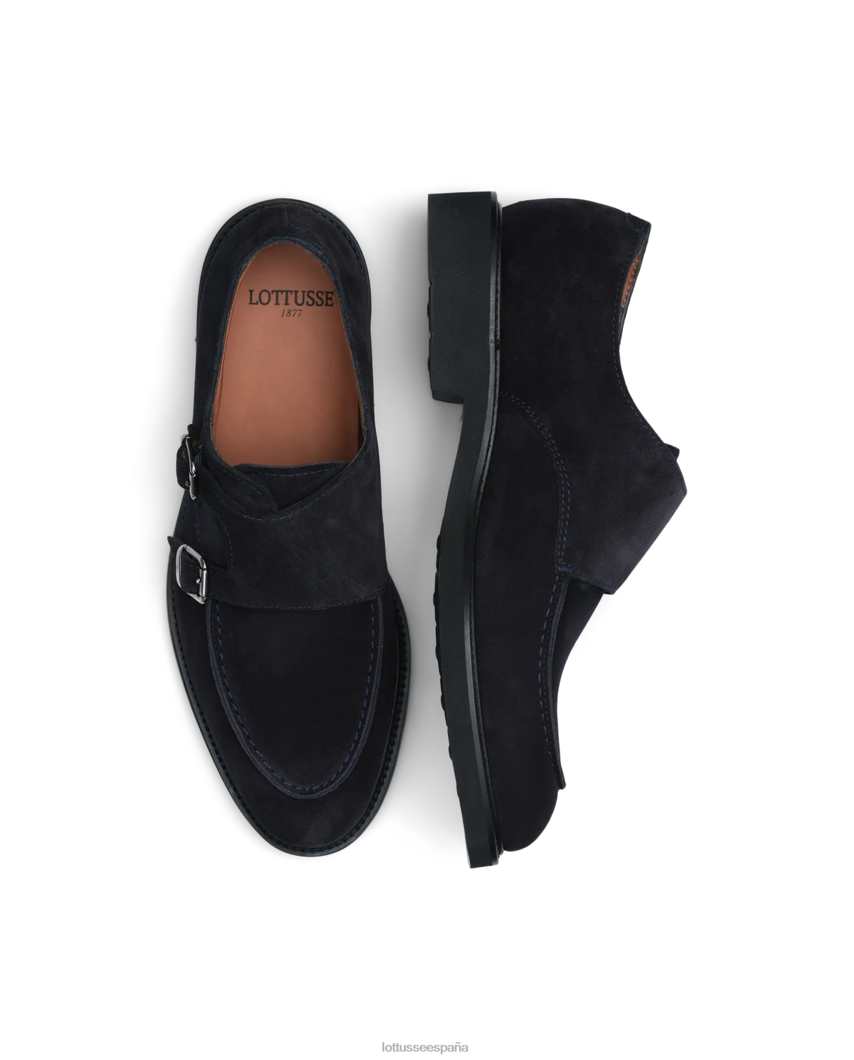 Lottusse zapatos monje baltimore de ante de becerro Armada hombres calzado V40NX166