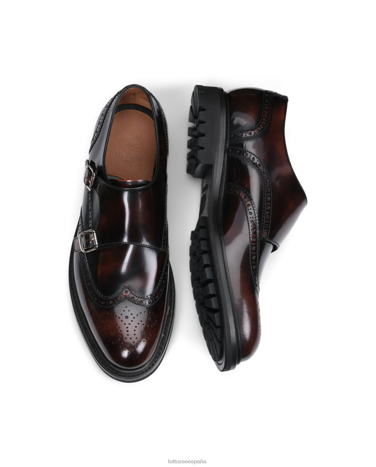 Lottusse zapatos monje walton de becerro marrón hombres calzado V40NX41
