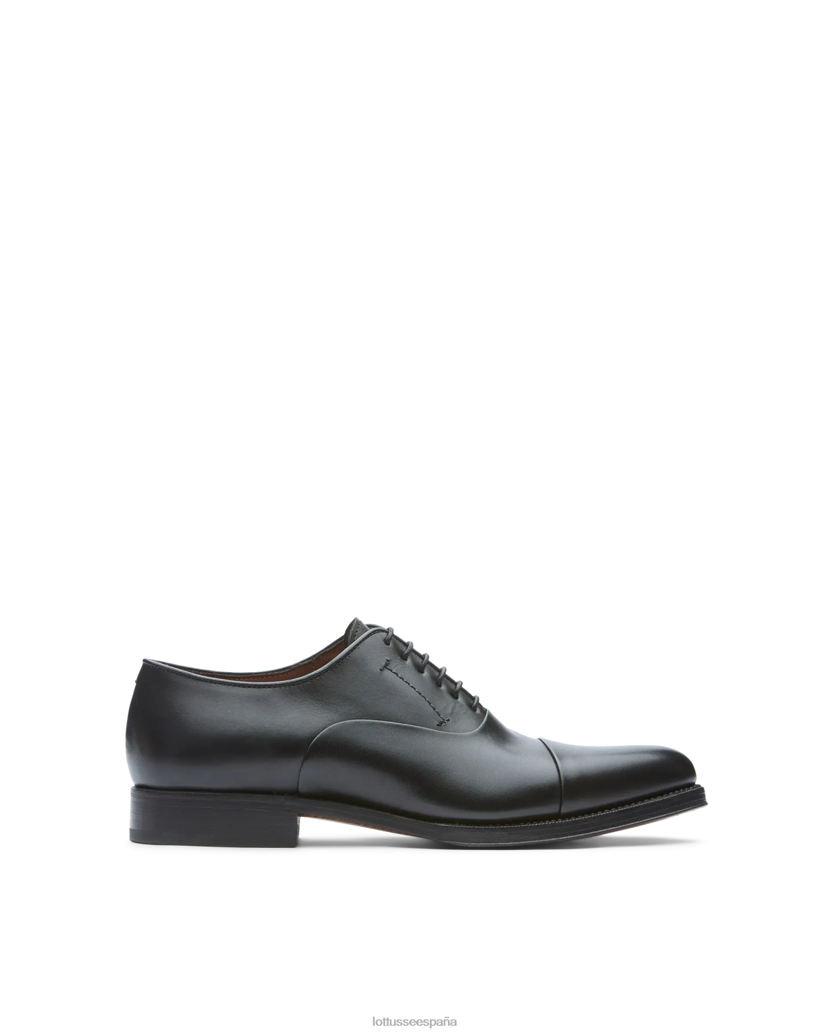 Lottusse Oxford de becerro de anilina con corteza premium negro hombres calzado V40NX1