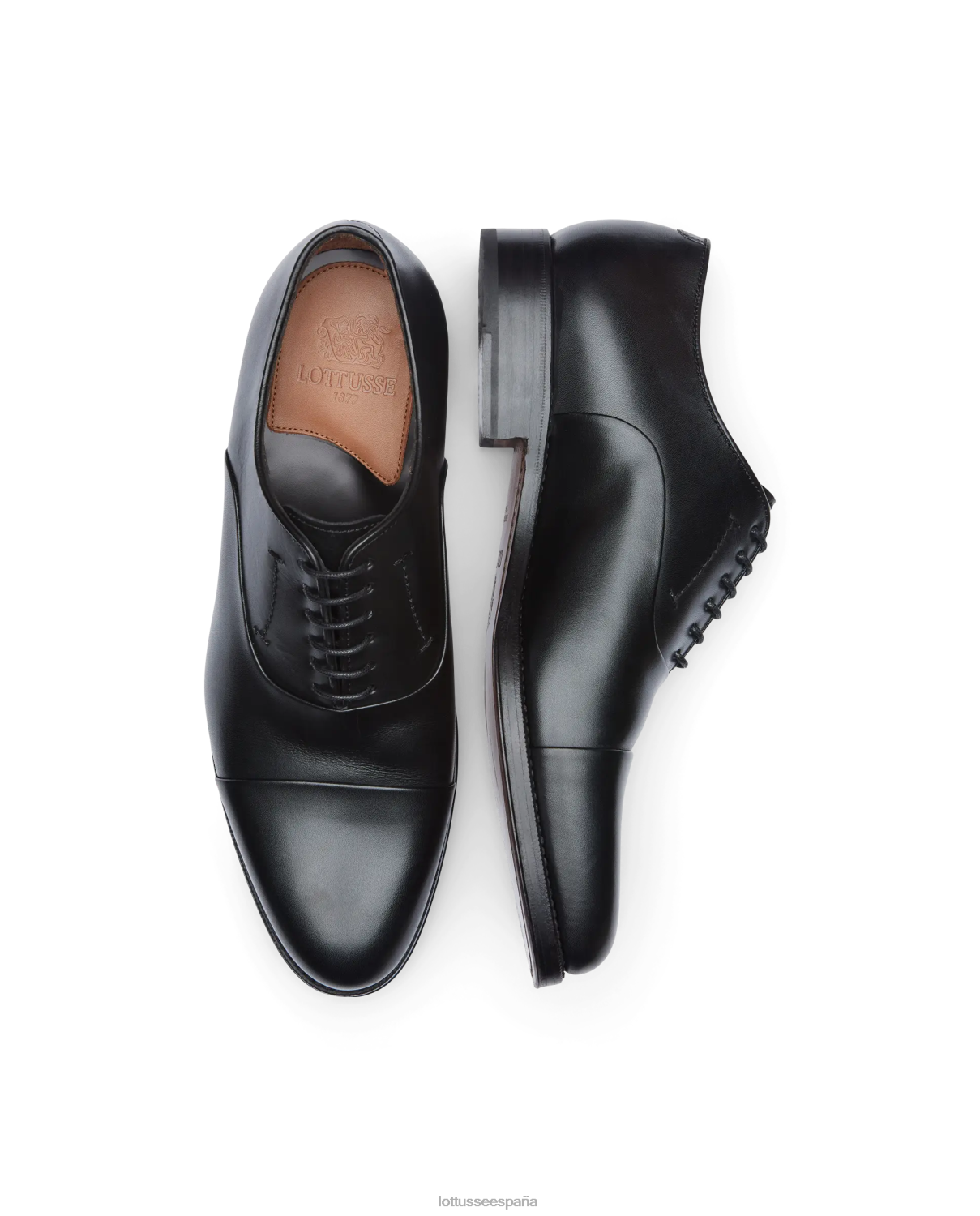 Lottusse Oxford de becerro de anilina con corteza premium negro hombres calzado V40NX1