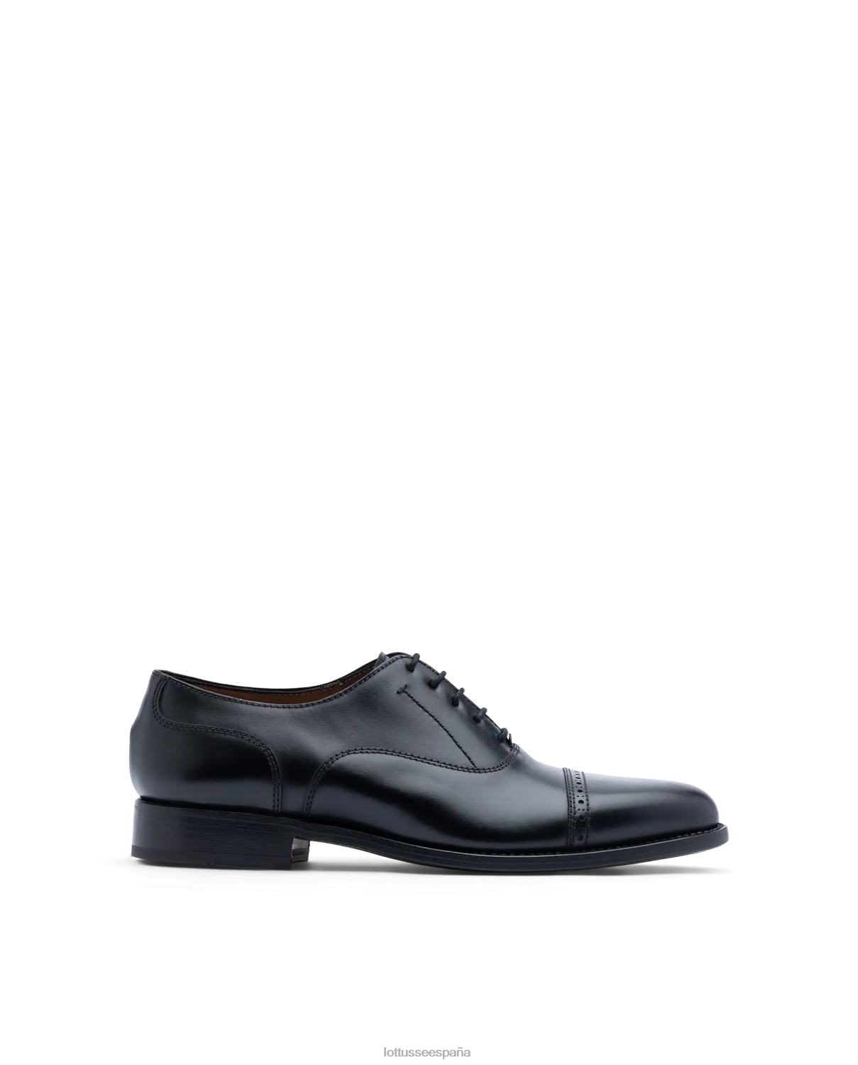 Lottusse Oxford de becerro de anilina con corteza premium negro hombres calzado V40NX50