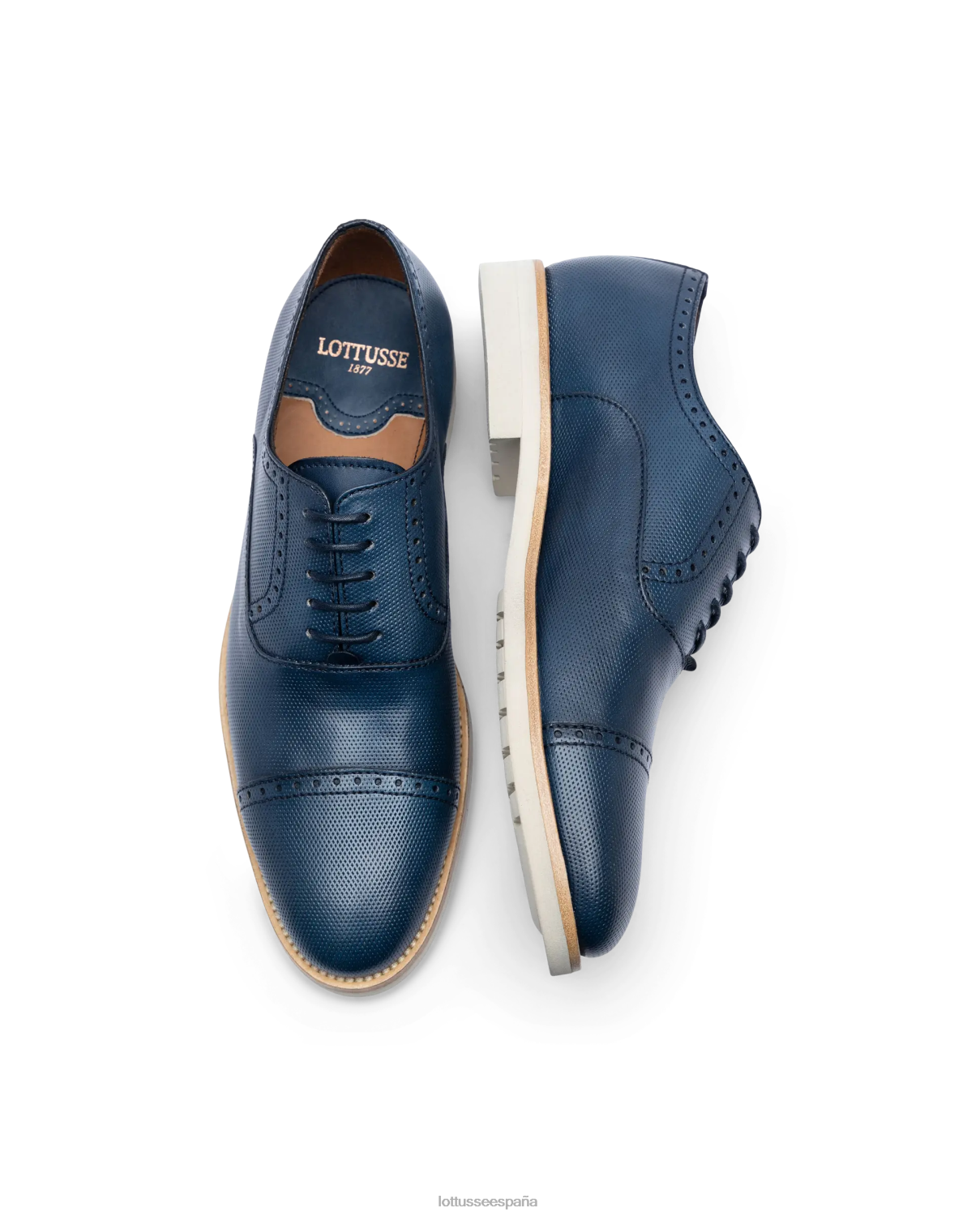 Lottusse pincel venecia de becerro repujado oxford azul marino hombres calzado V40NX80