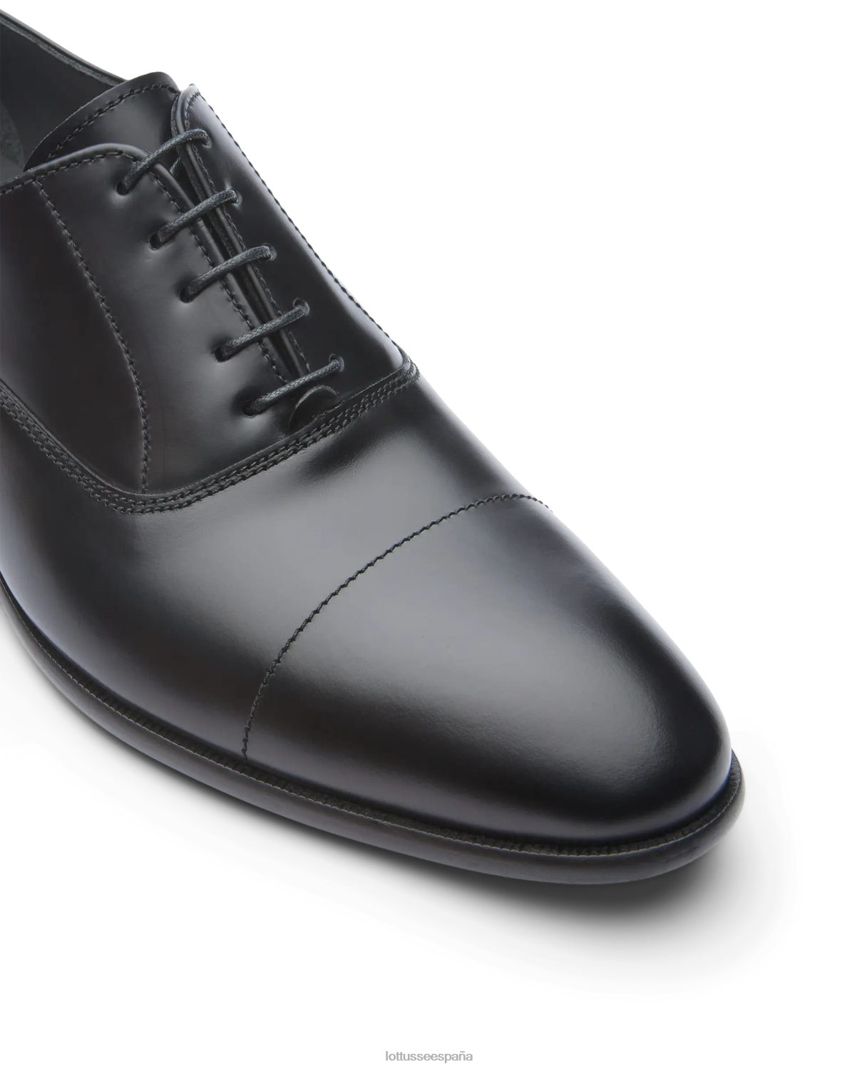 Lottusse regent Oxford de becerro brillante negro hombres calzado V40NX30