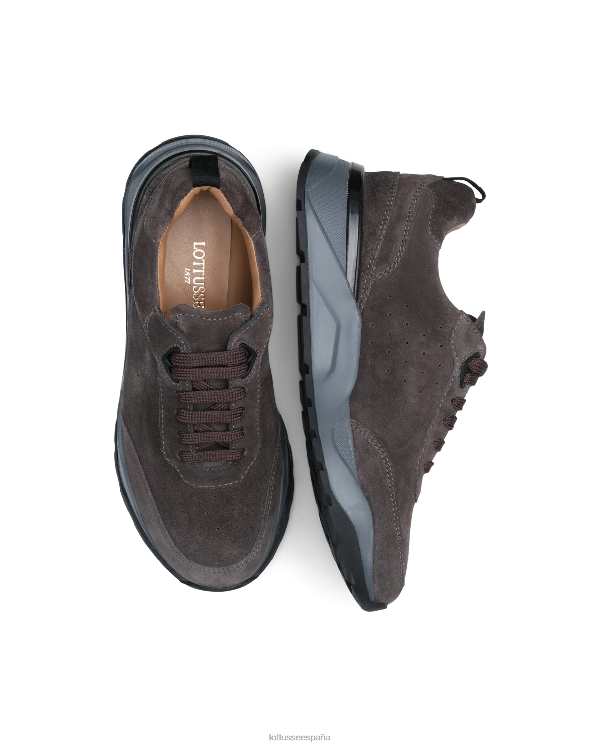 Lottusse zapatillas osaka de ante de becerro gris plomo hombres calzado V40NX196