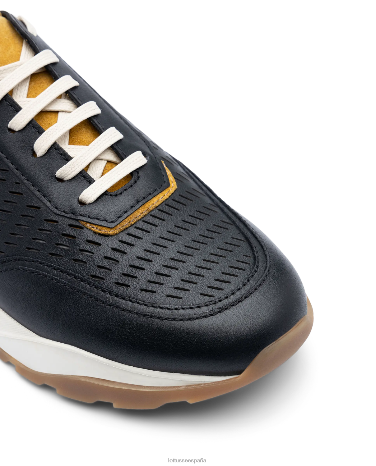 Lottusse zapatillas osaka de pantorrilla suave negro hombres calzado V40NX126