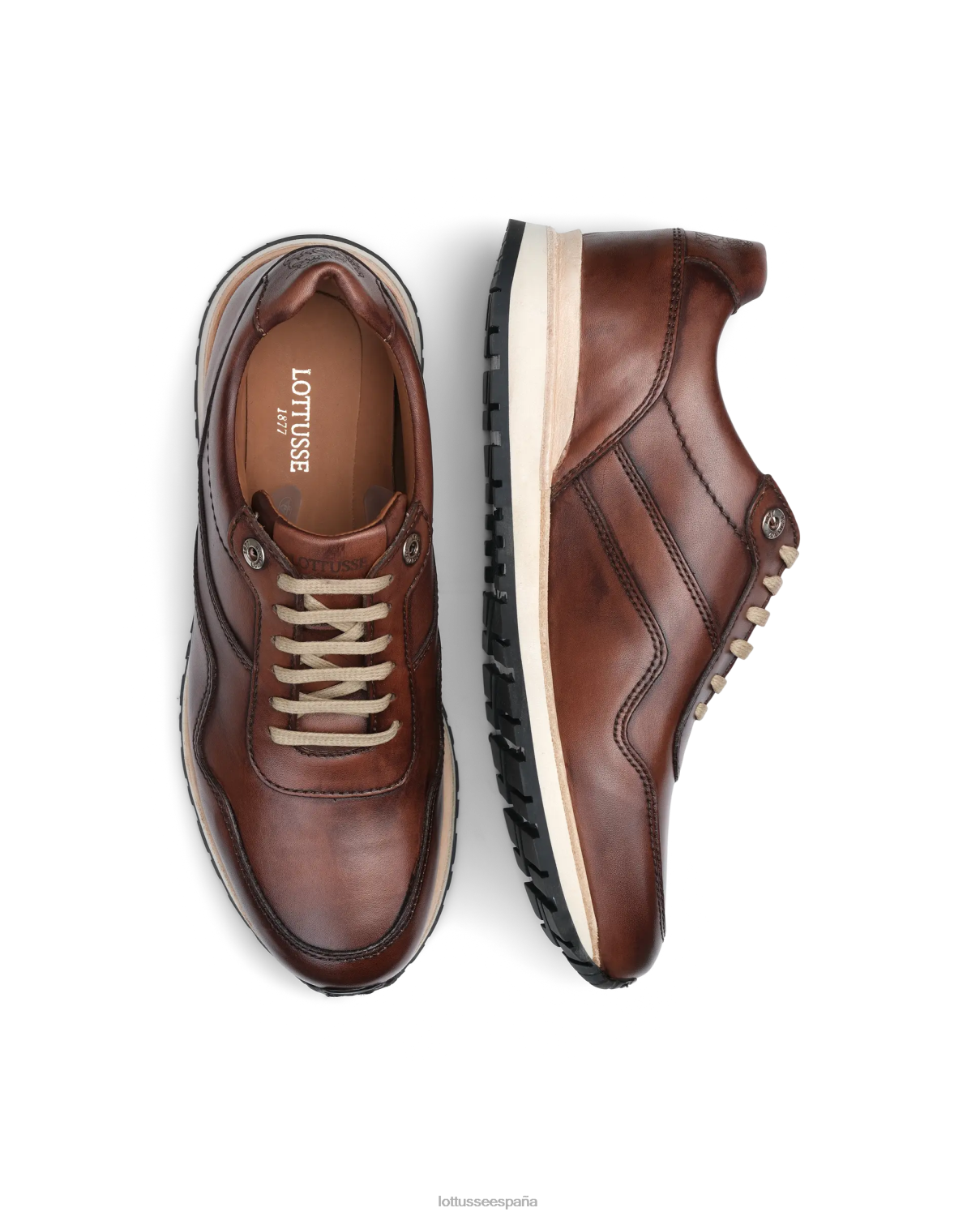 Lottusse zapatillas tokyo de becerro marrón hombres calzado V40NX188