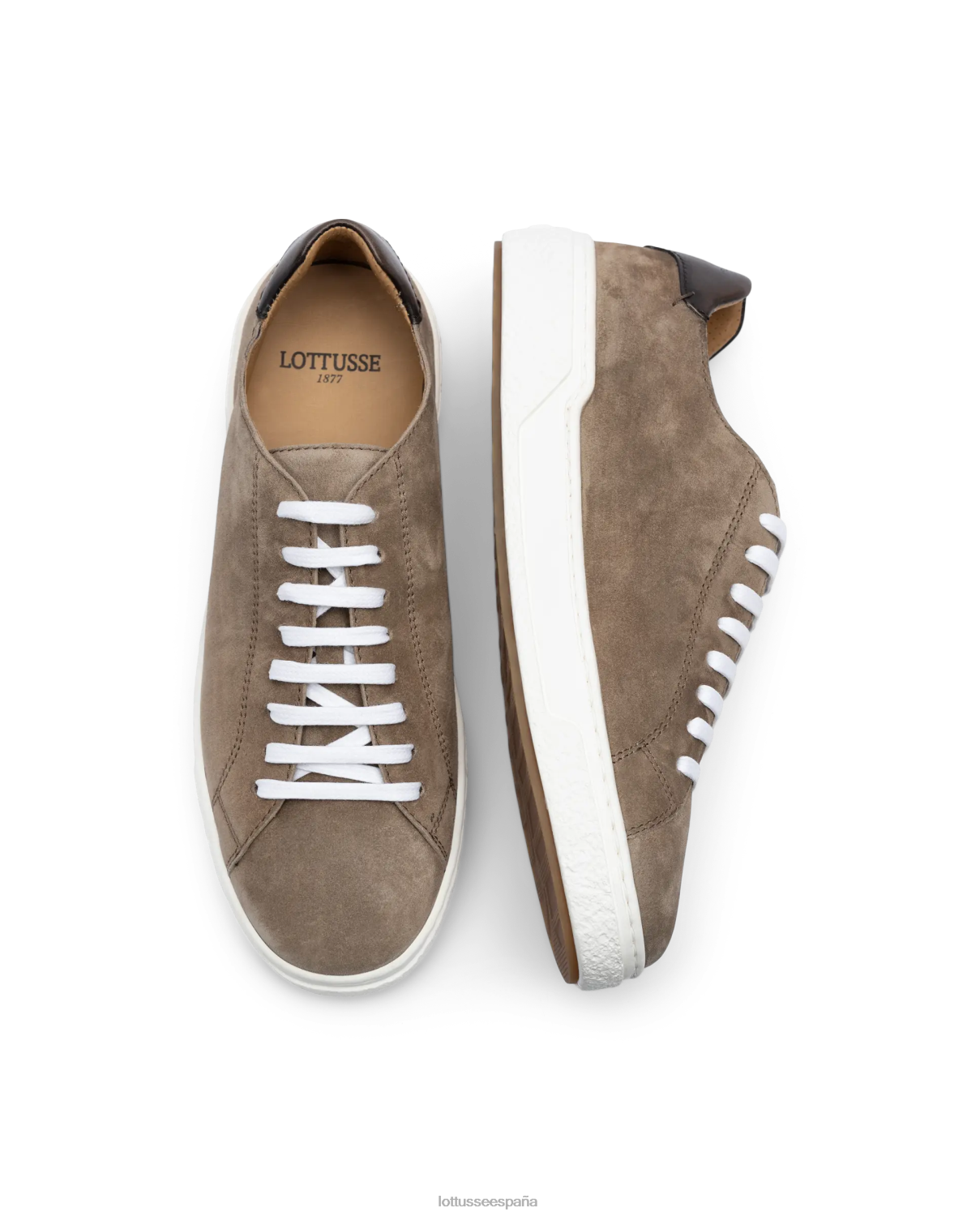 Lottusse zapatillas torino de ante y becerro gris pardo hombres calzado V40NX107