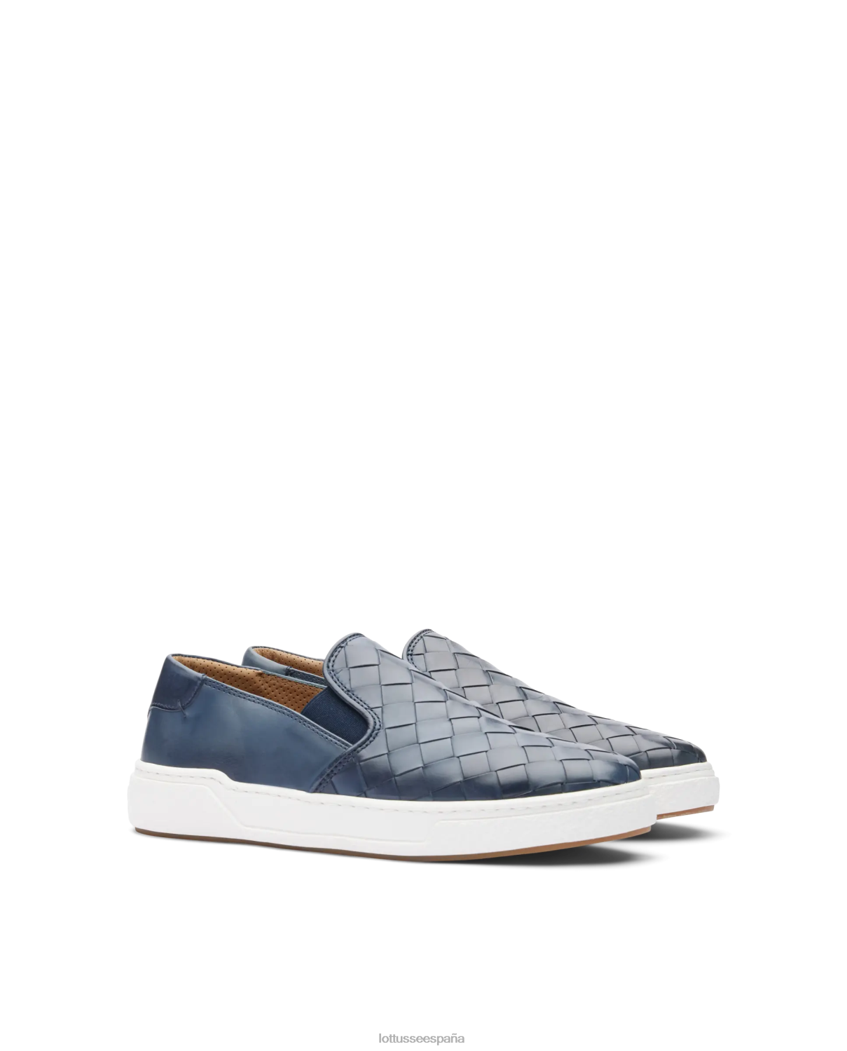 Lottusse zapatillas torino de piel y malla de becerro azul marino hombres calzado V40NX118