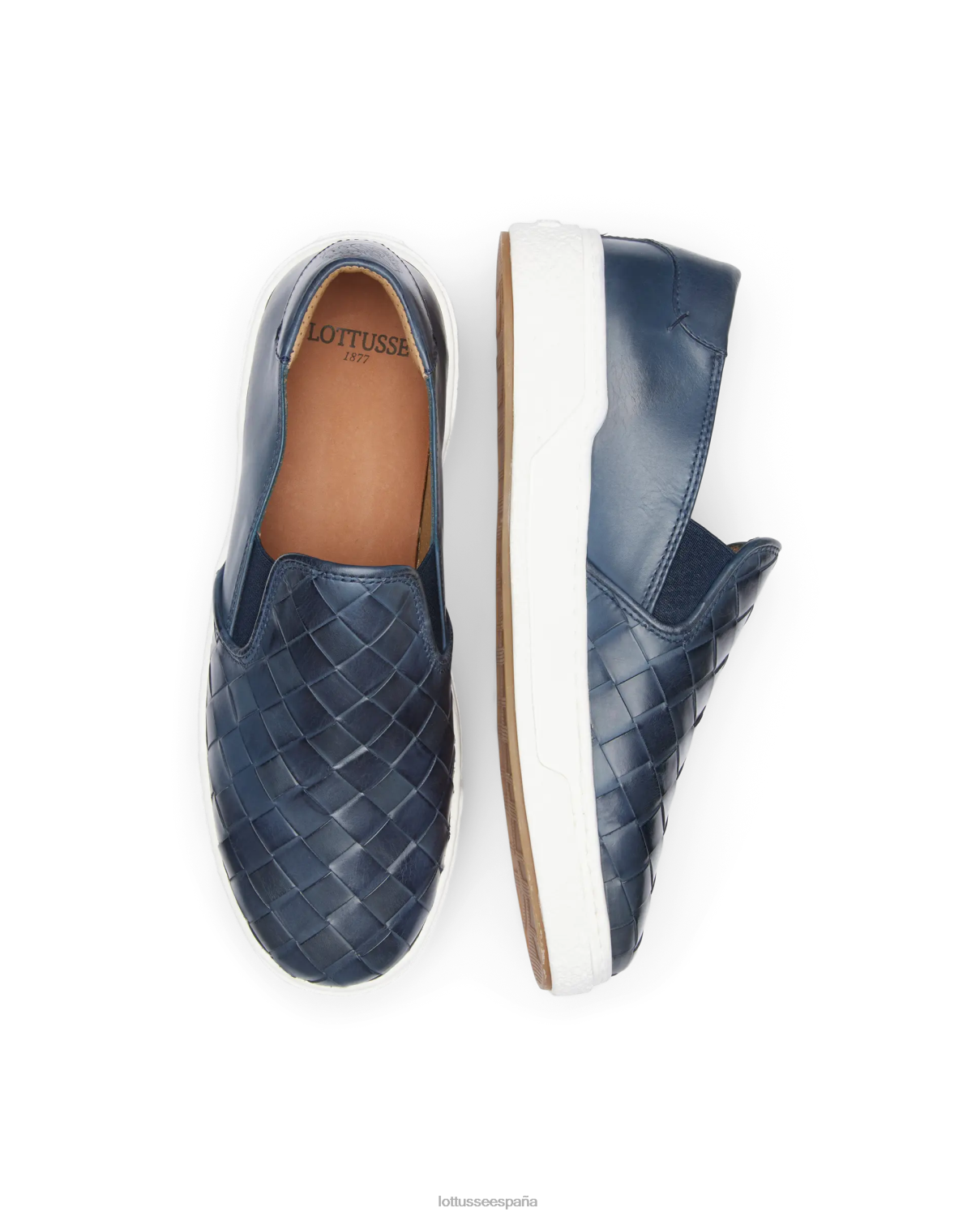 Lottusse zapatillas torino de piel y malla de becerro azul marino hombres calzado V40NX118