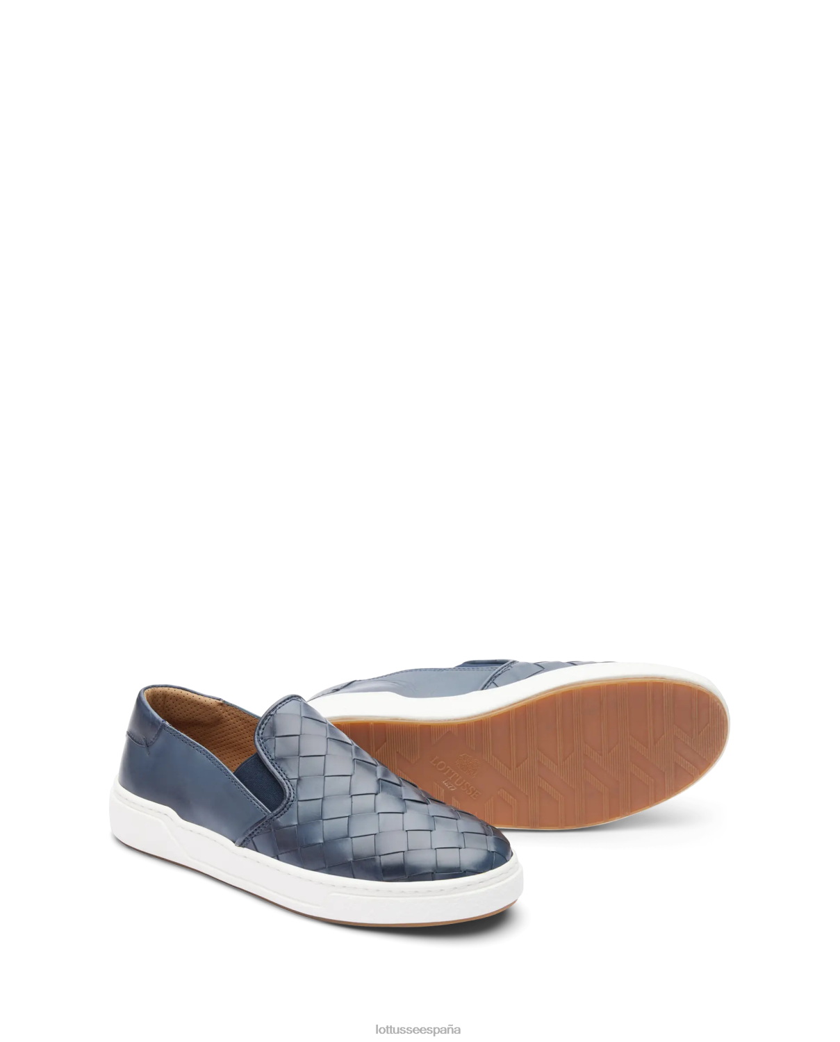 Lottusse zapatillas torino de piel y malla de becerro azul marino hombres calzado V40NX118