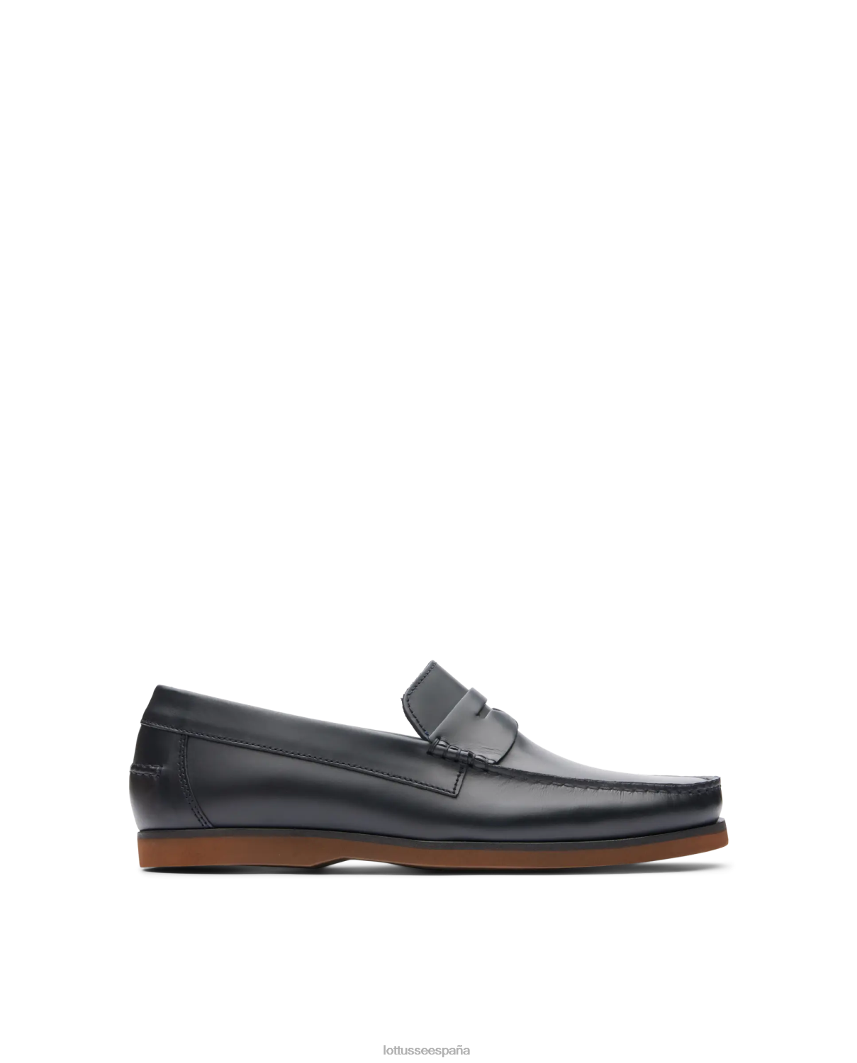Lottusse náuticos Ocean Wax de becerro azul marino hombres calzado V40NX102