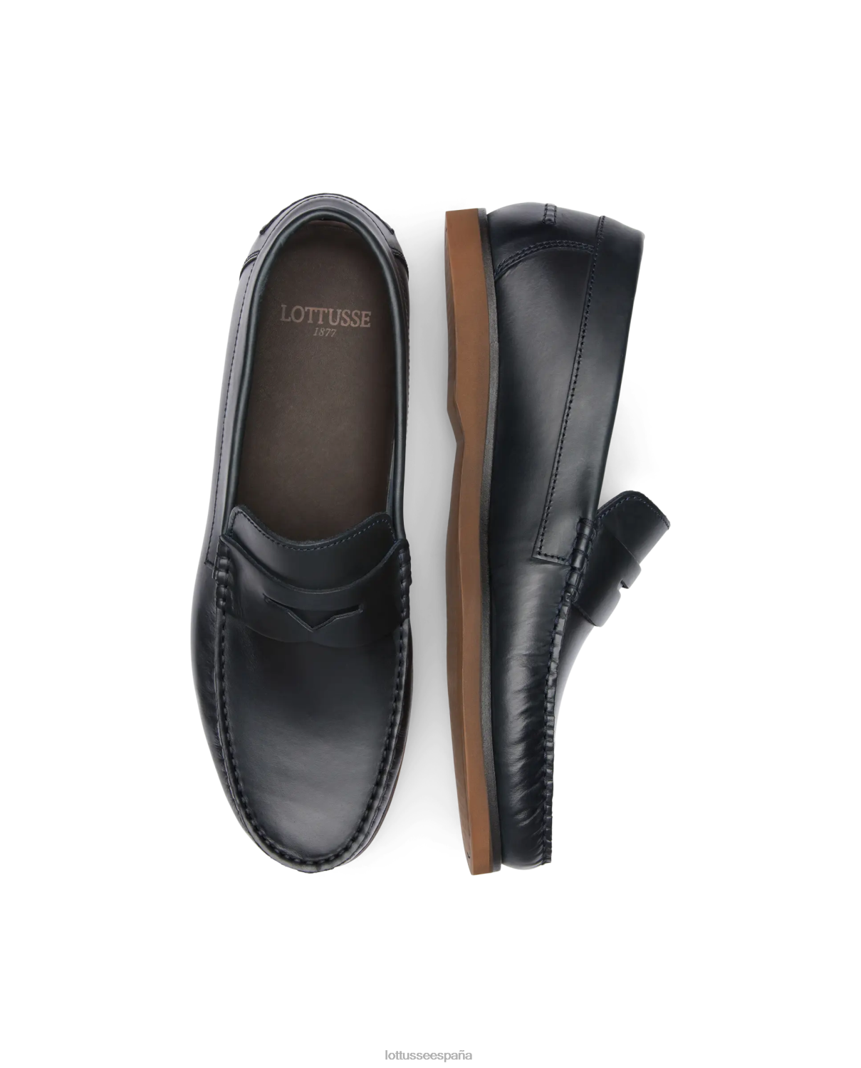 Lottusse náuticos Ocean Wax de becerro azul marino hombres calzado V40NX102