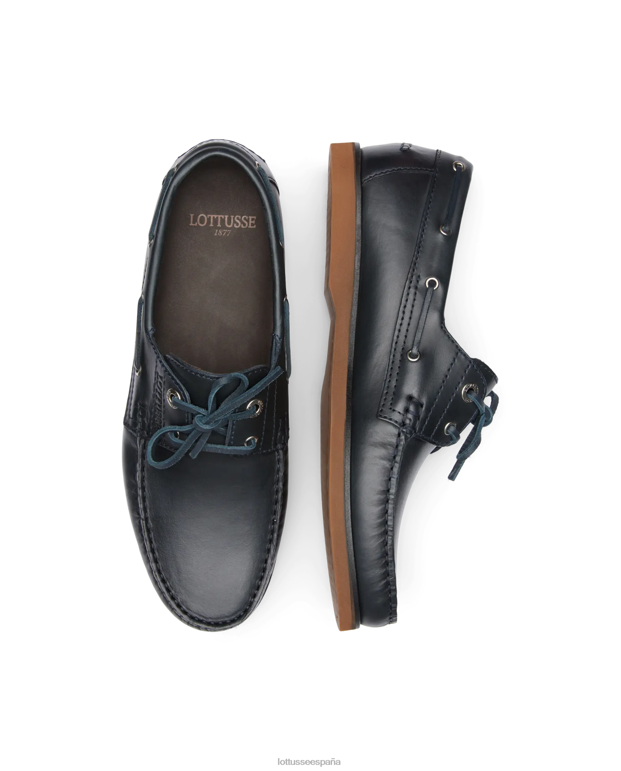 Lottusse náuticos Ocean Wax de becerro azul marino hombres calzado V40NX99