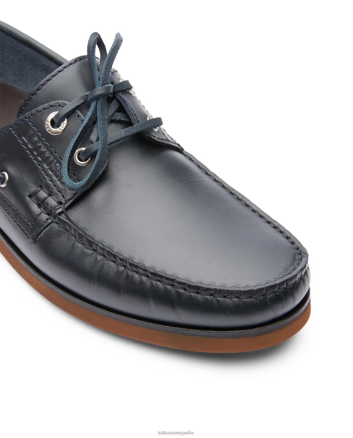 Lottusse náuticos Ocean Wax de becerro azul marino hombres calzado V40NX99