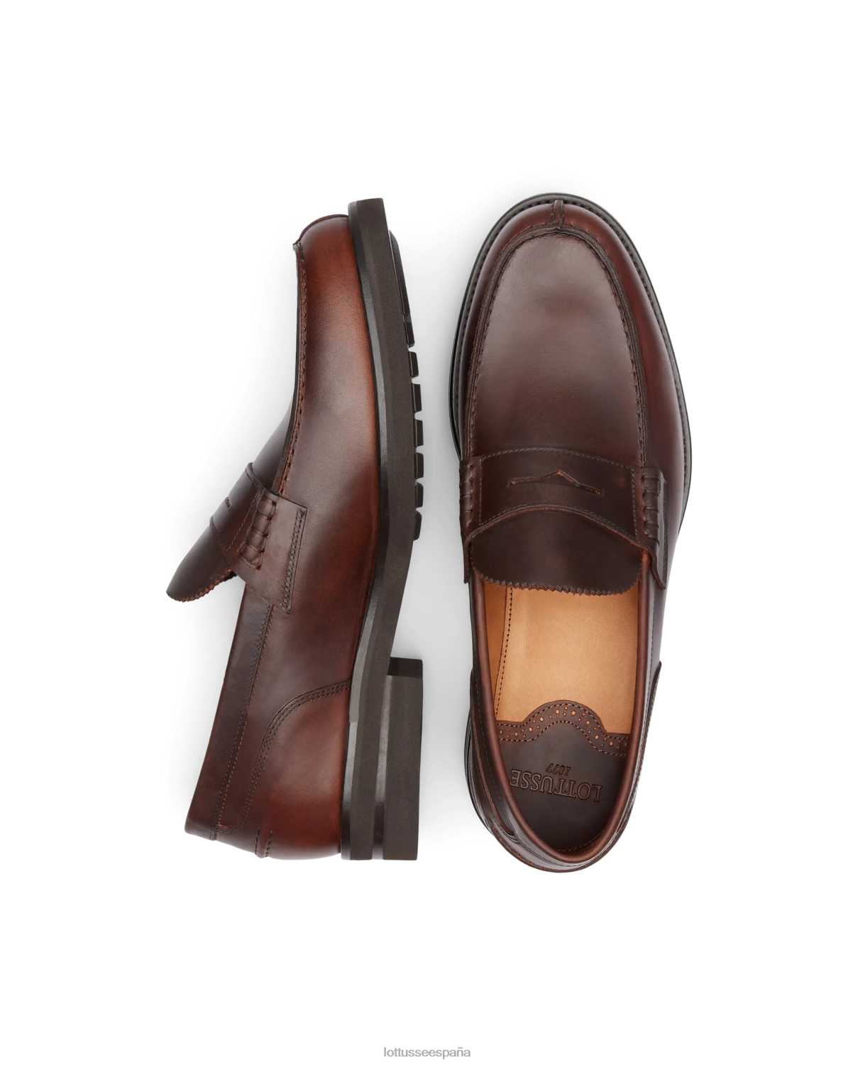 Lottusse zapatos náuticos de becerro encerado Daytona marrón hombres calzado V40NX134
